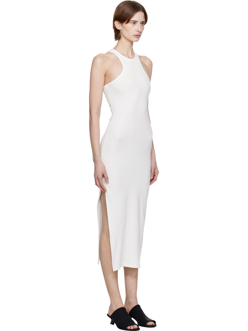 White Scuba 90's Rib Midi Dress - 2