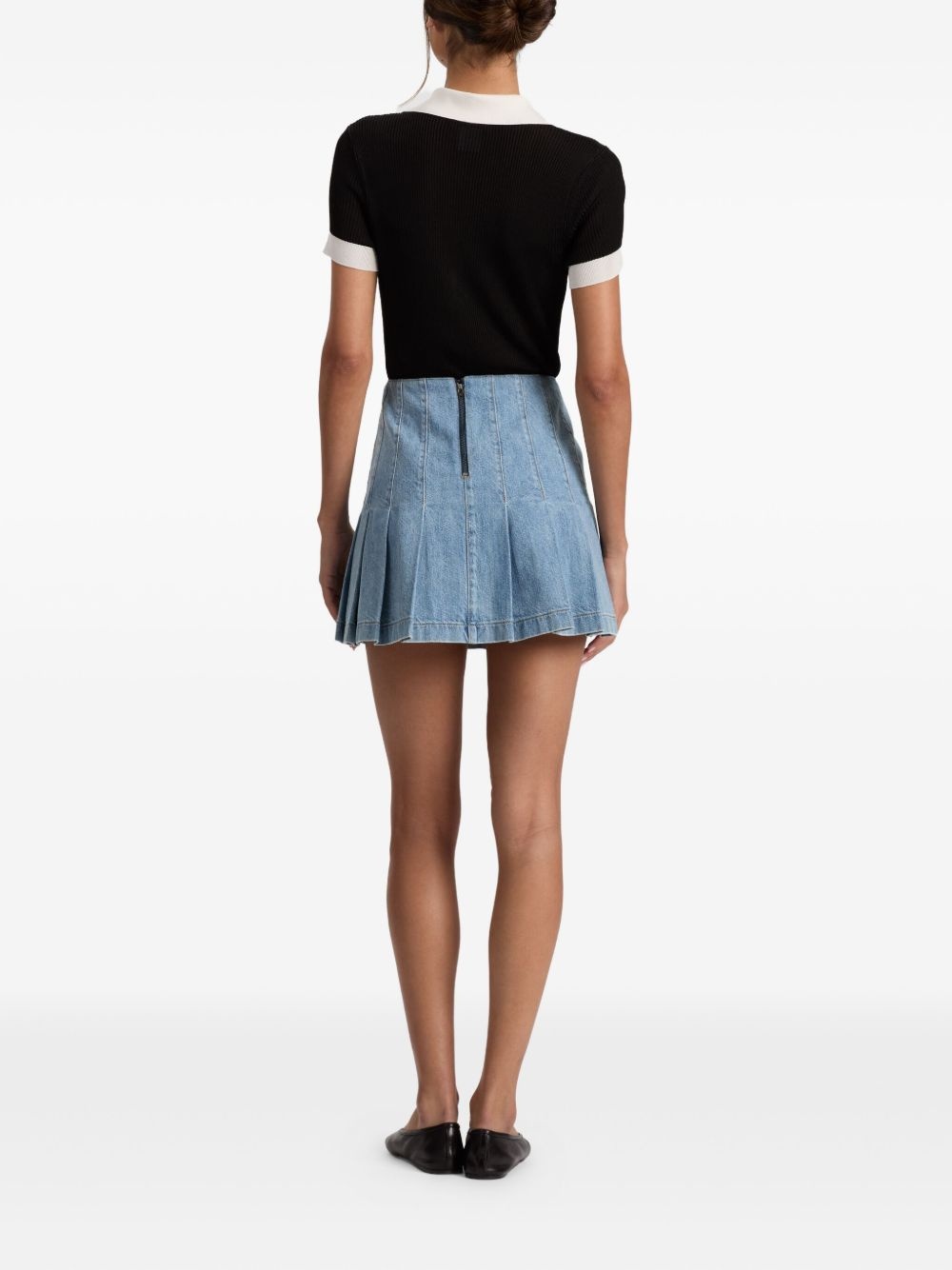denim mini pleated skirt - 4