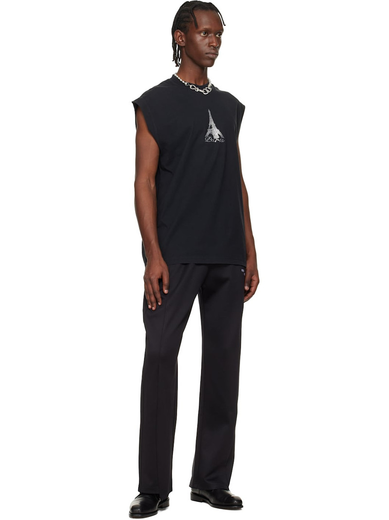 VETEMENTS Black Crystal 'Paris' Sleeveless Top outlook