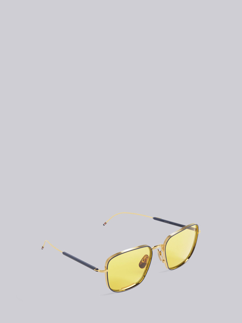 TB124 - Gold Navy And Amber Aviator Sunglasses 4