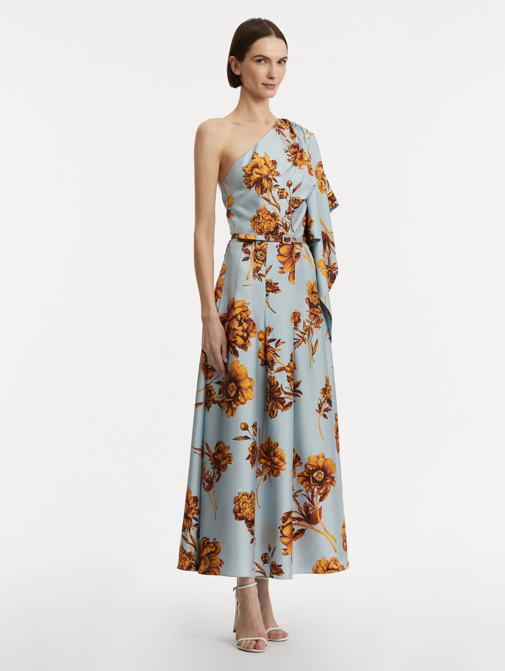 PEONY SILK TWILL ONE-SHOULDER DRESS - 4