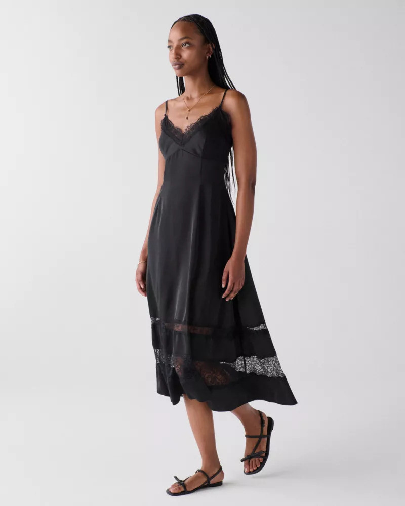 kate spade Lace Trim Satin Slip Dress outlook