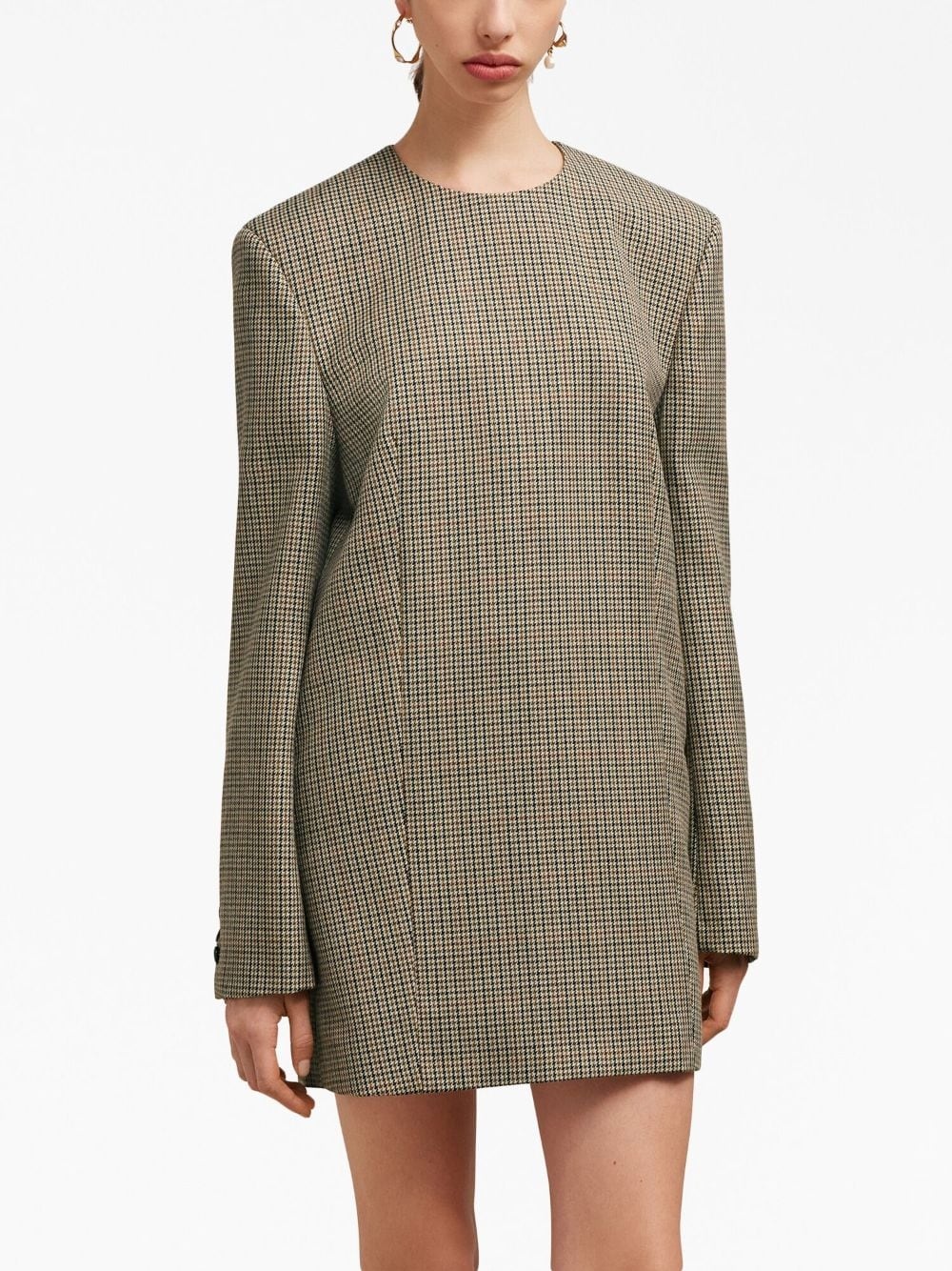 check-print long-sleeve minidress - 5