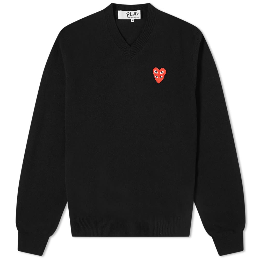 Comme des Garcons Play Overlapping Heart V-Neck Jumper - 1