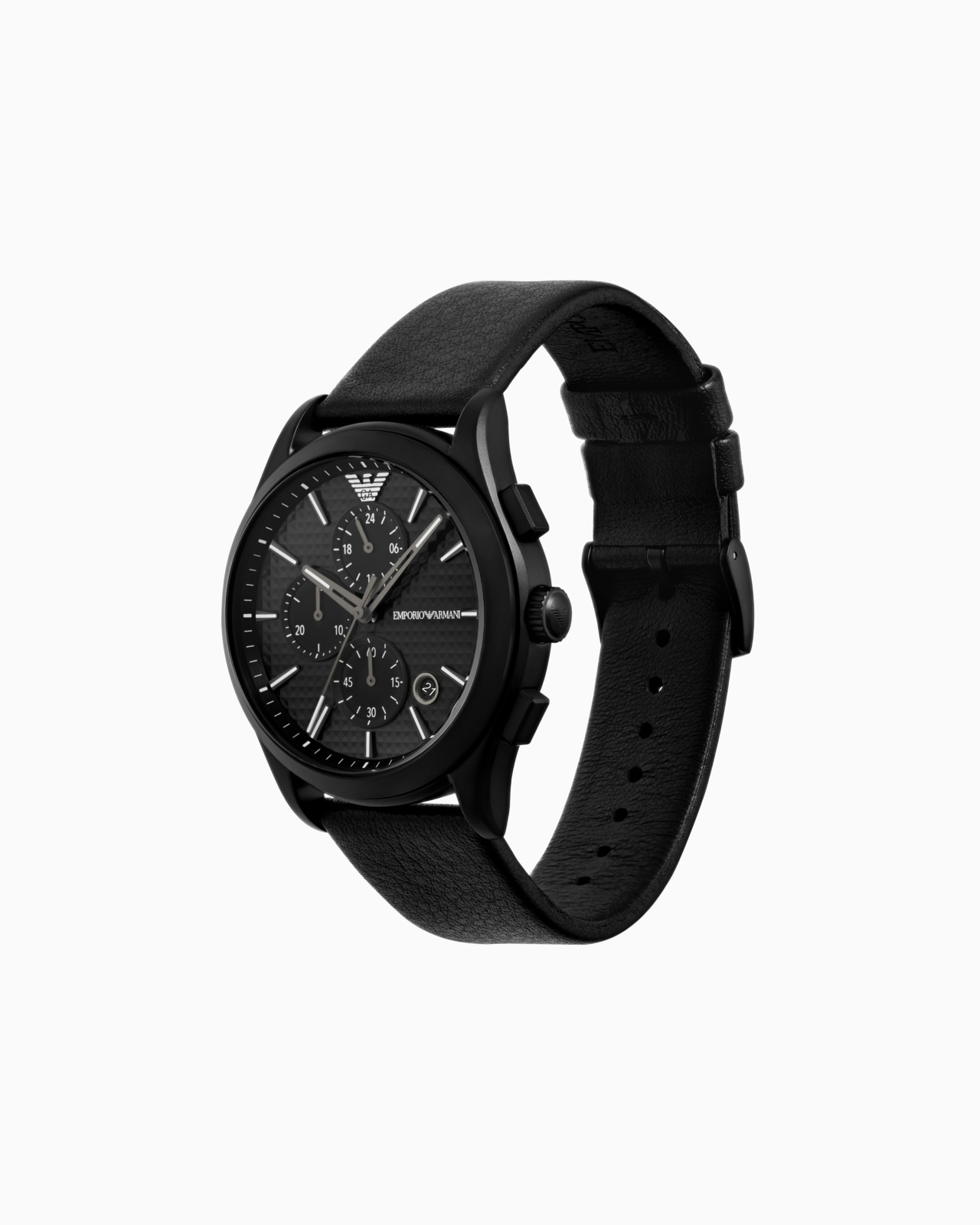 CHRONOGRAPH BLACK LEATHER WATCH AND BRACELET SET - 2