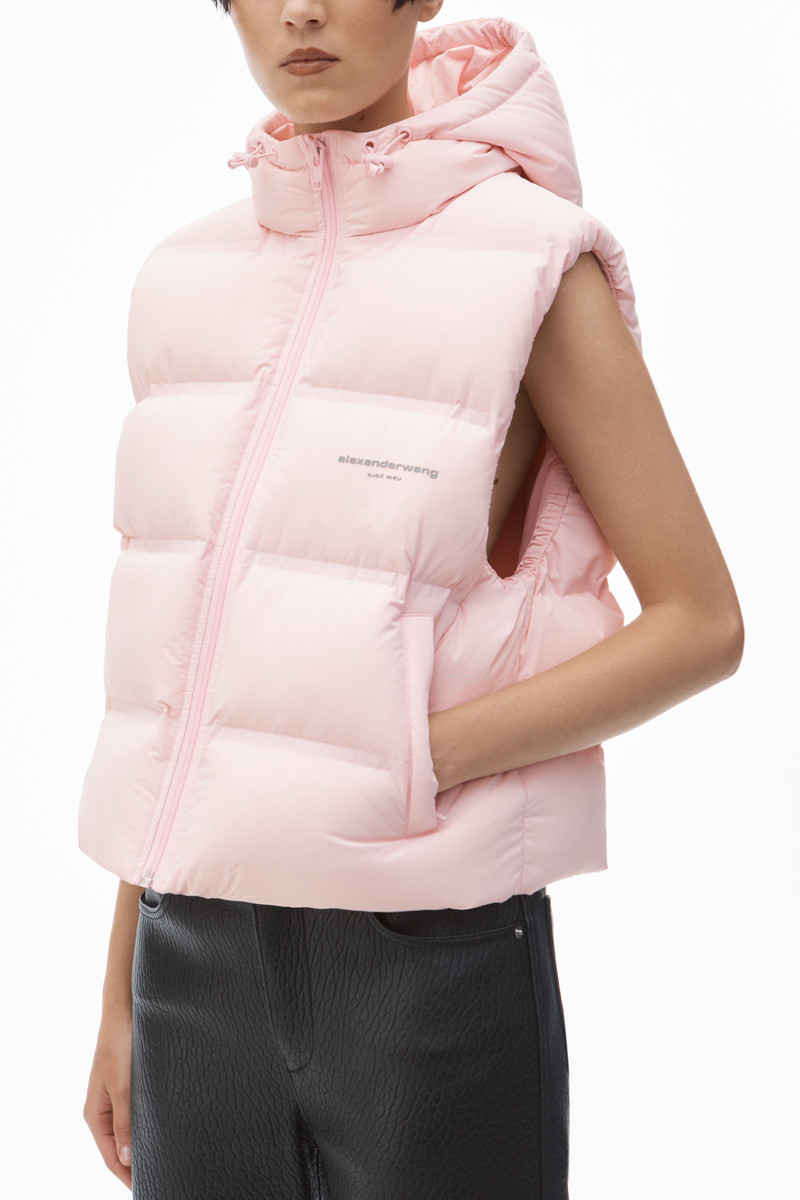 Alexander Wang cropped channel vest in feather & down outlook