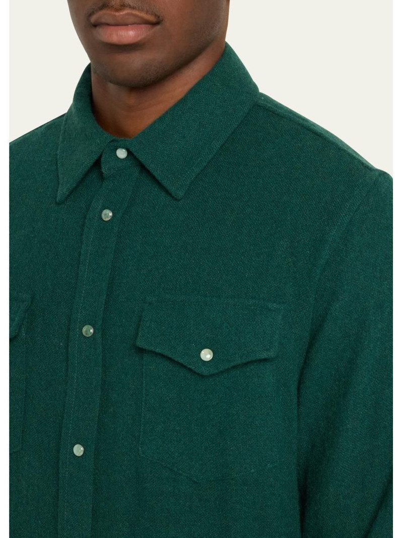 Men's Cashmere Gauze Shirt with Emerald Snaps 5
