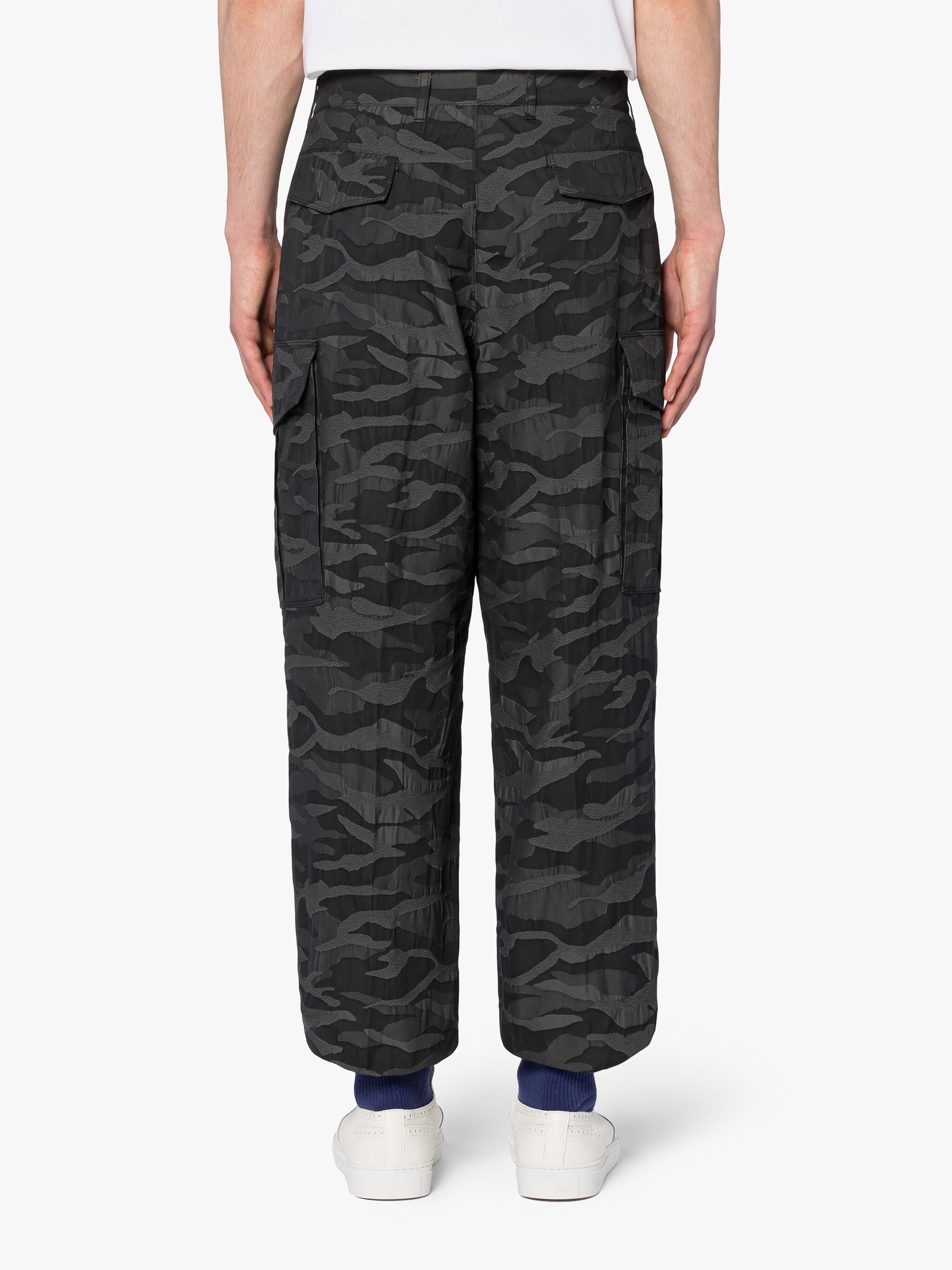 BLACK CAMO CARGO TROUSERS - 4