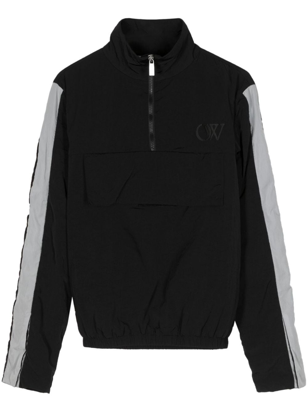 logo-embroidered half-zip jacket - 1