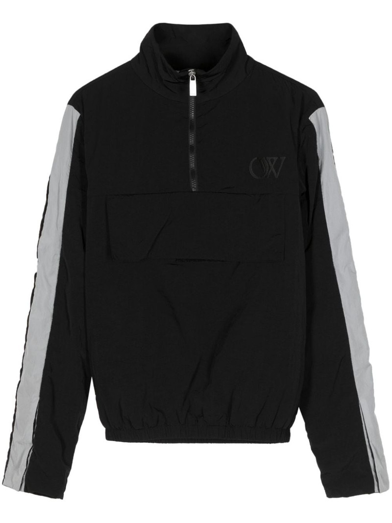 logo-embroidered half-zip jacket 1