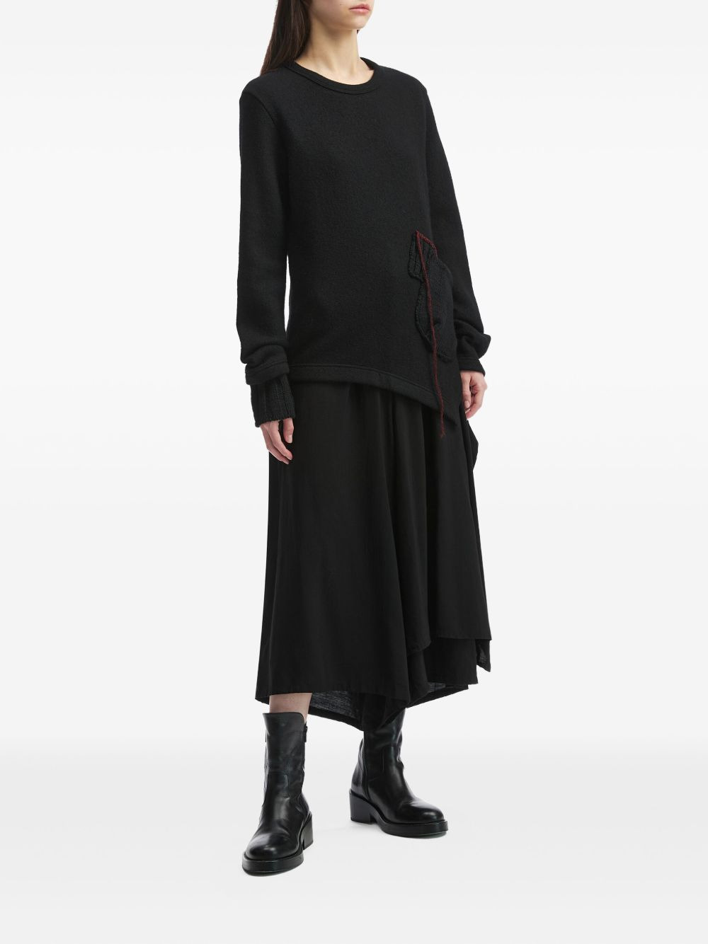 asymmetric-pocket wool sweater - 2