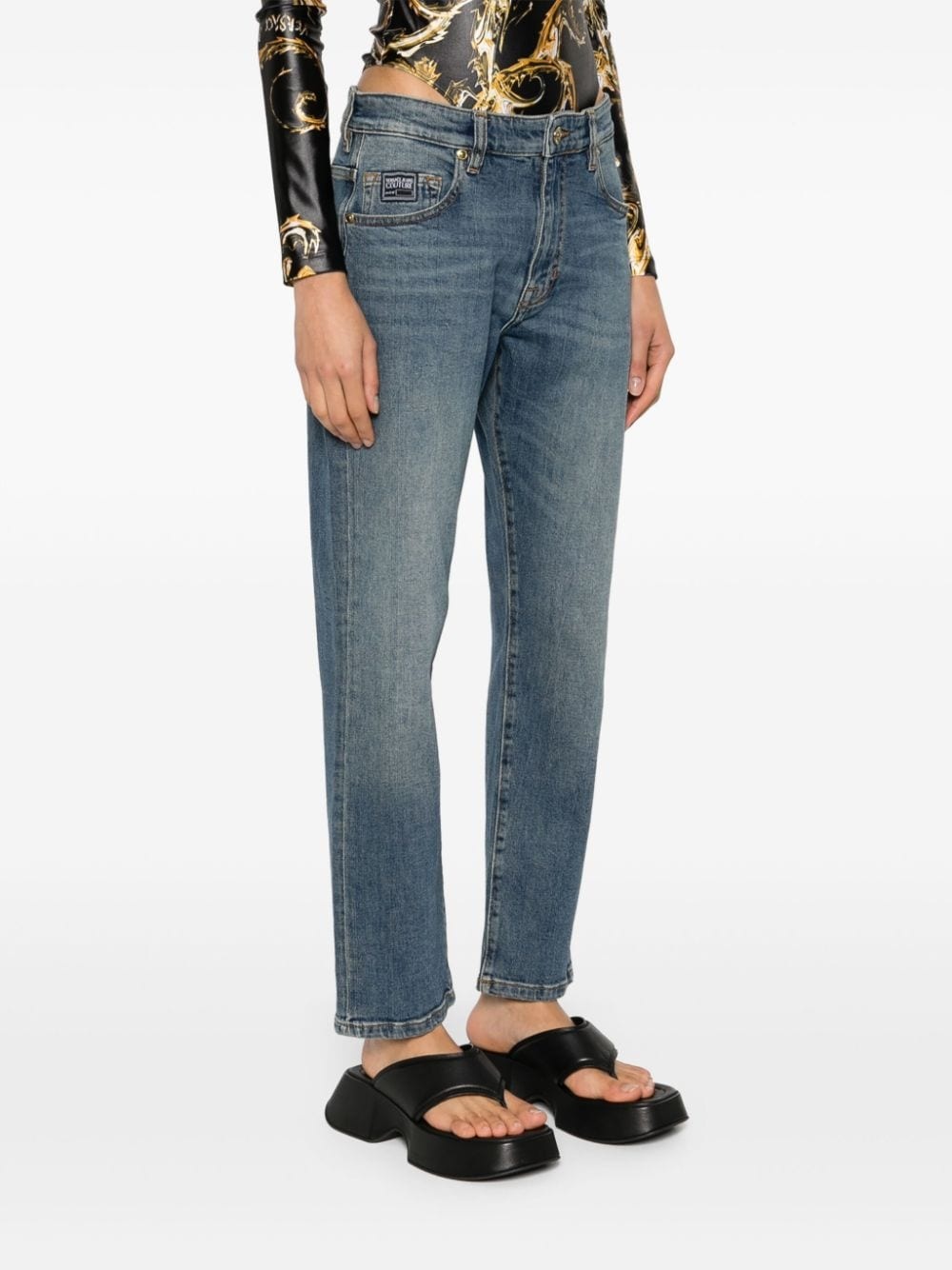 logo-embroidered slim-cut jeans - 3