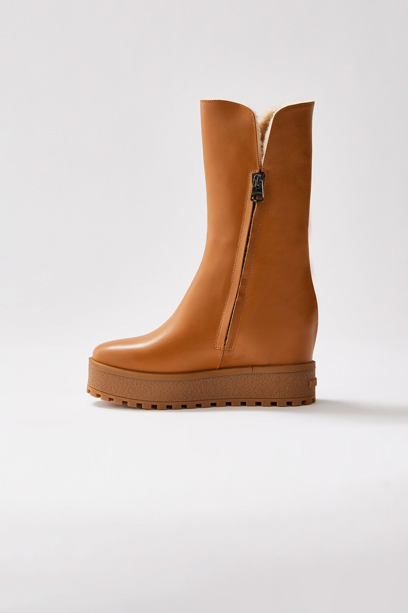 MACKAGE NOBLE shearling-lined wedge (R) Leather boot for women outlook