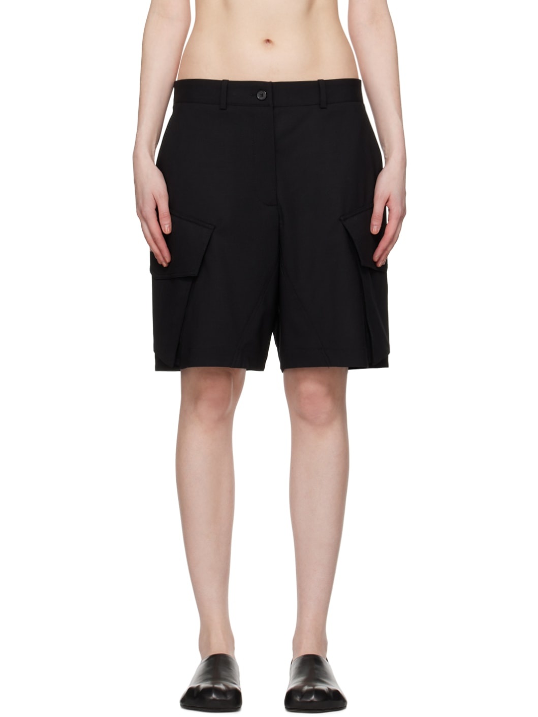 Black Tailored Shorts - 1
