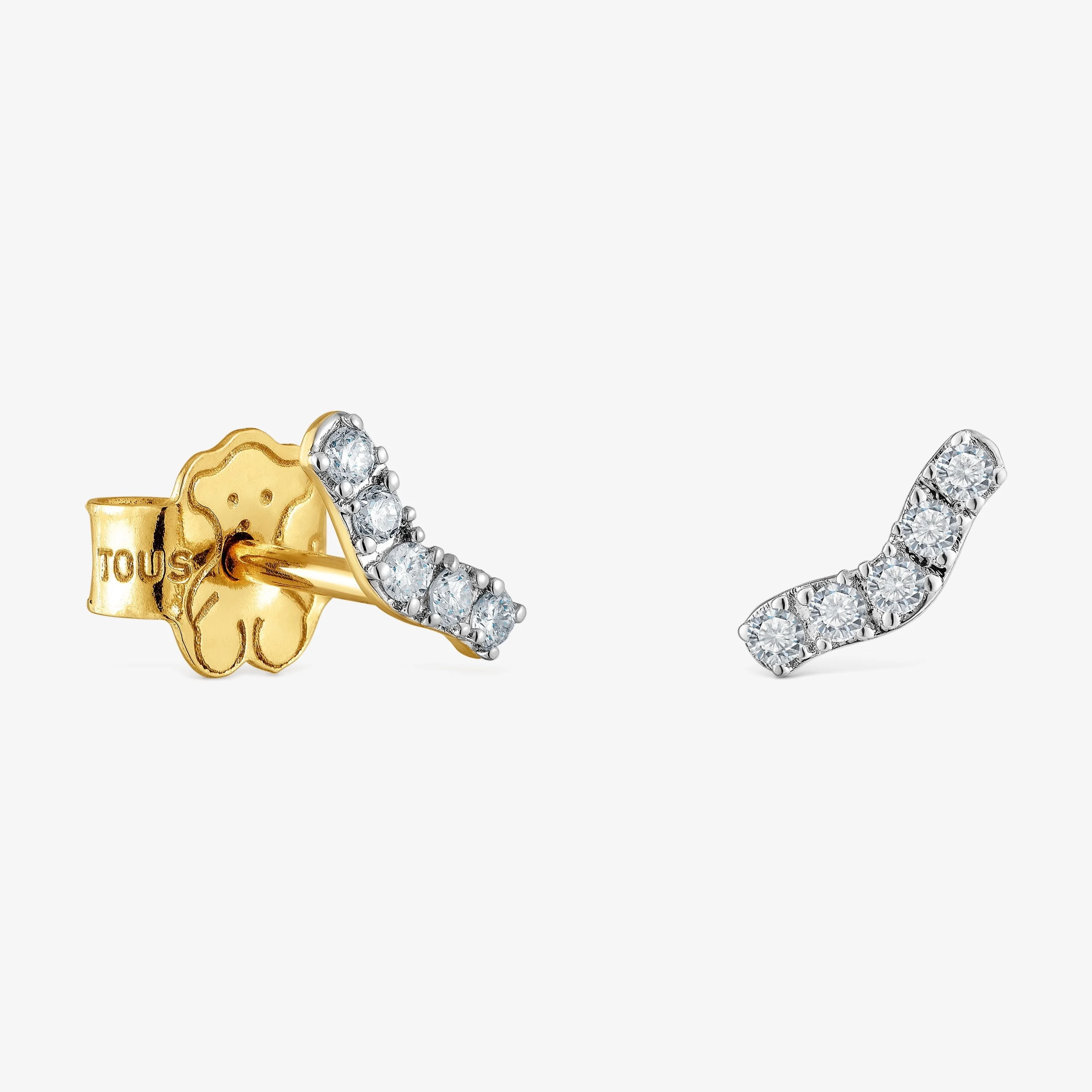 18K solid gold Strip earrings with 0.08ct diamonds Les Classiques - 1