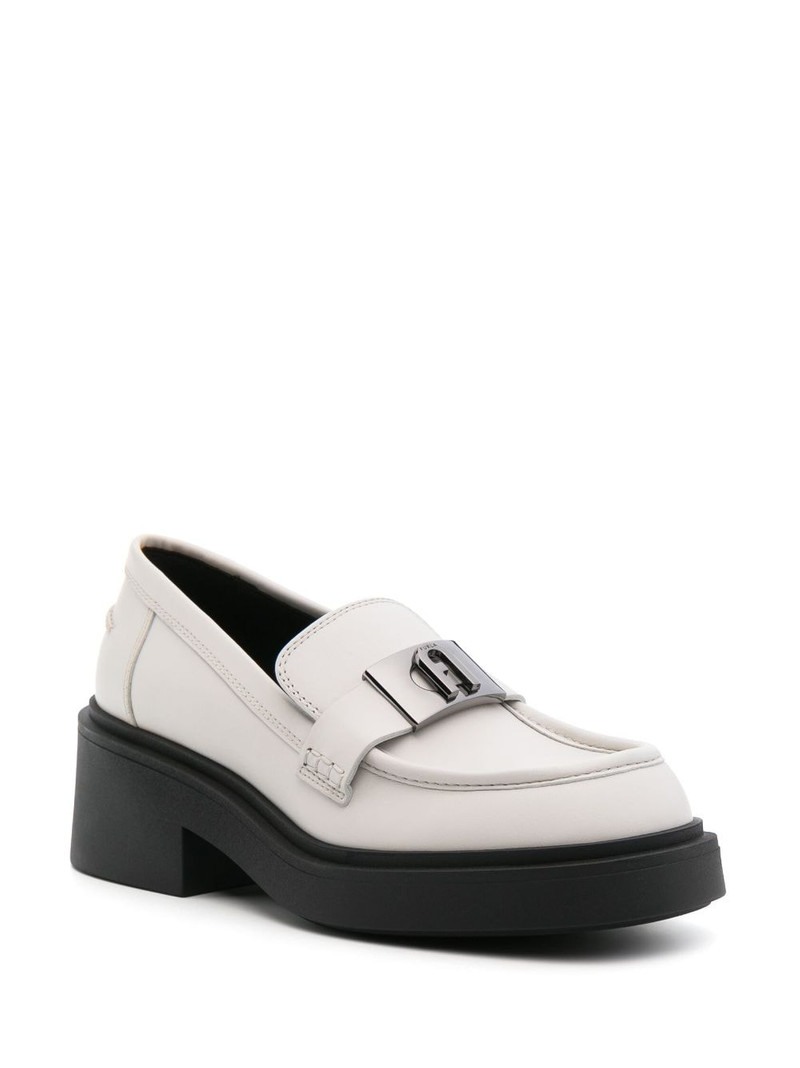 FURLA 58mm logo-plaque leather loafers outlook