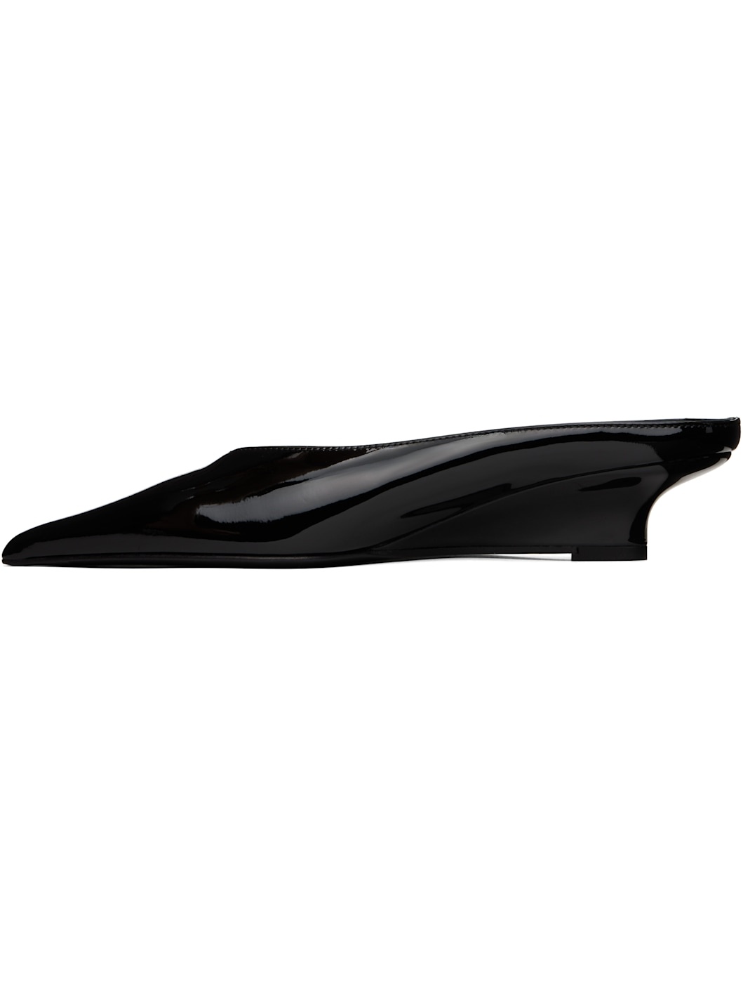 Black Sharp Patent Wedge Mules - 3