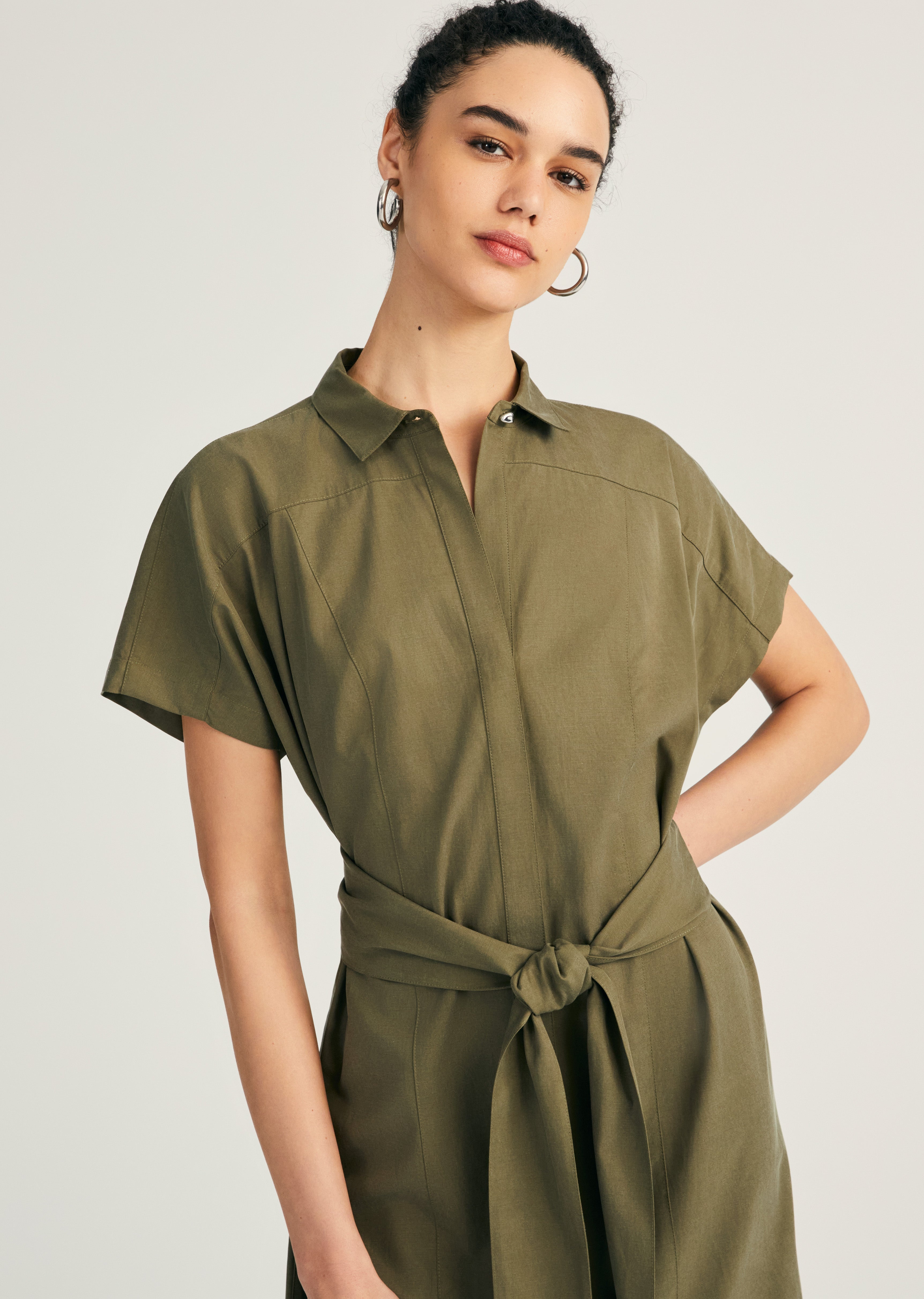 MIKALA SHORT SLEEVE BELTED SHIRT DRESS - 3