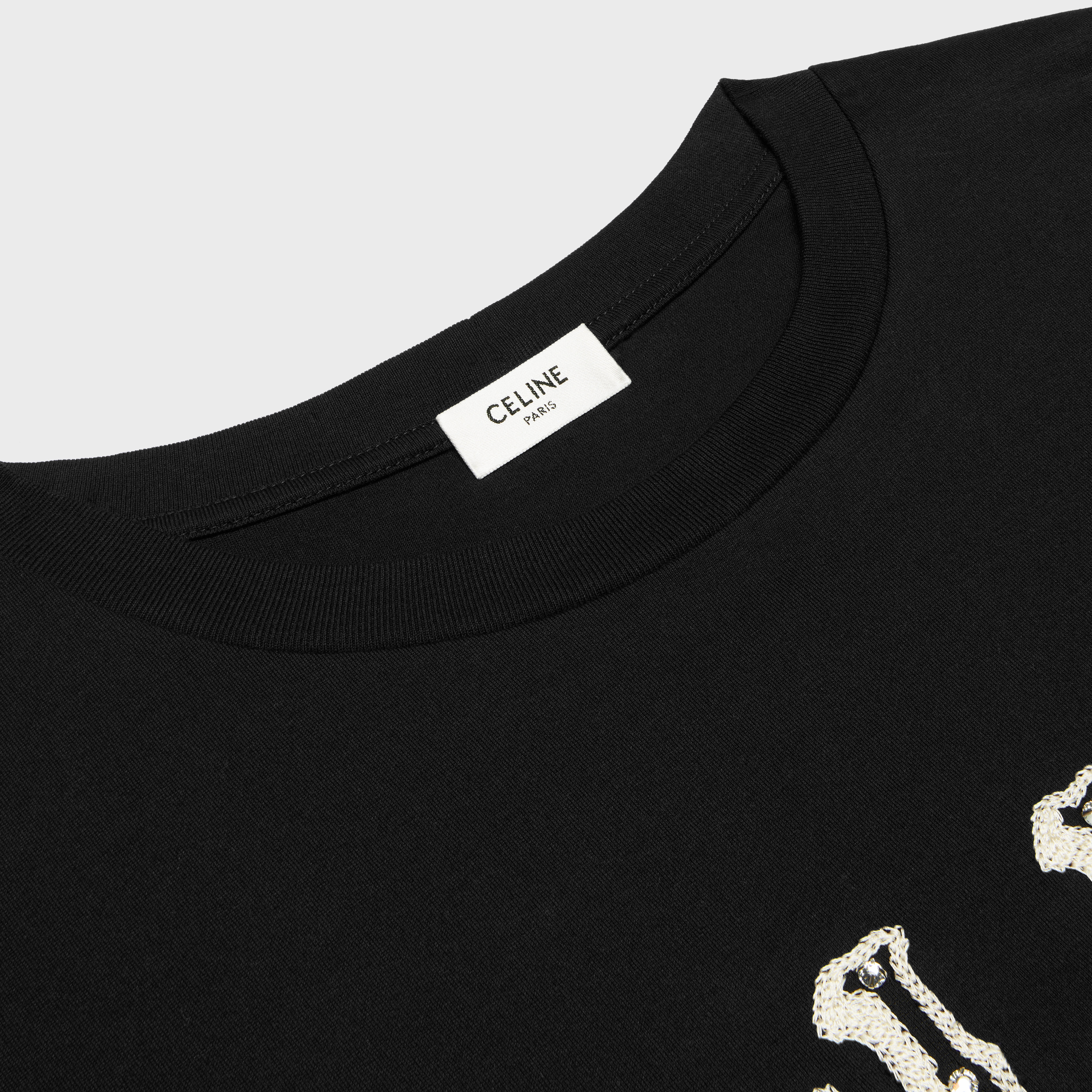 celine loose embroidered T-shirt in cotton jersey - 3