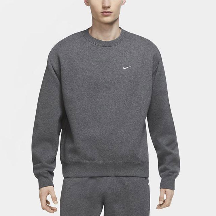 Men's Nike Solid Color Sports Round Neck Pullover Gray CZ5353-071 - 4