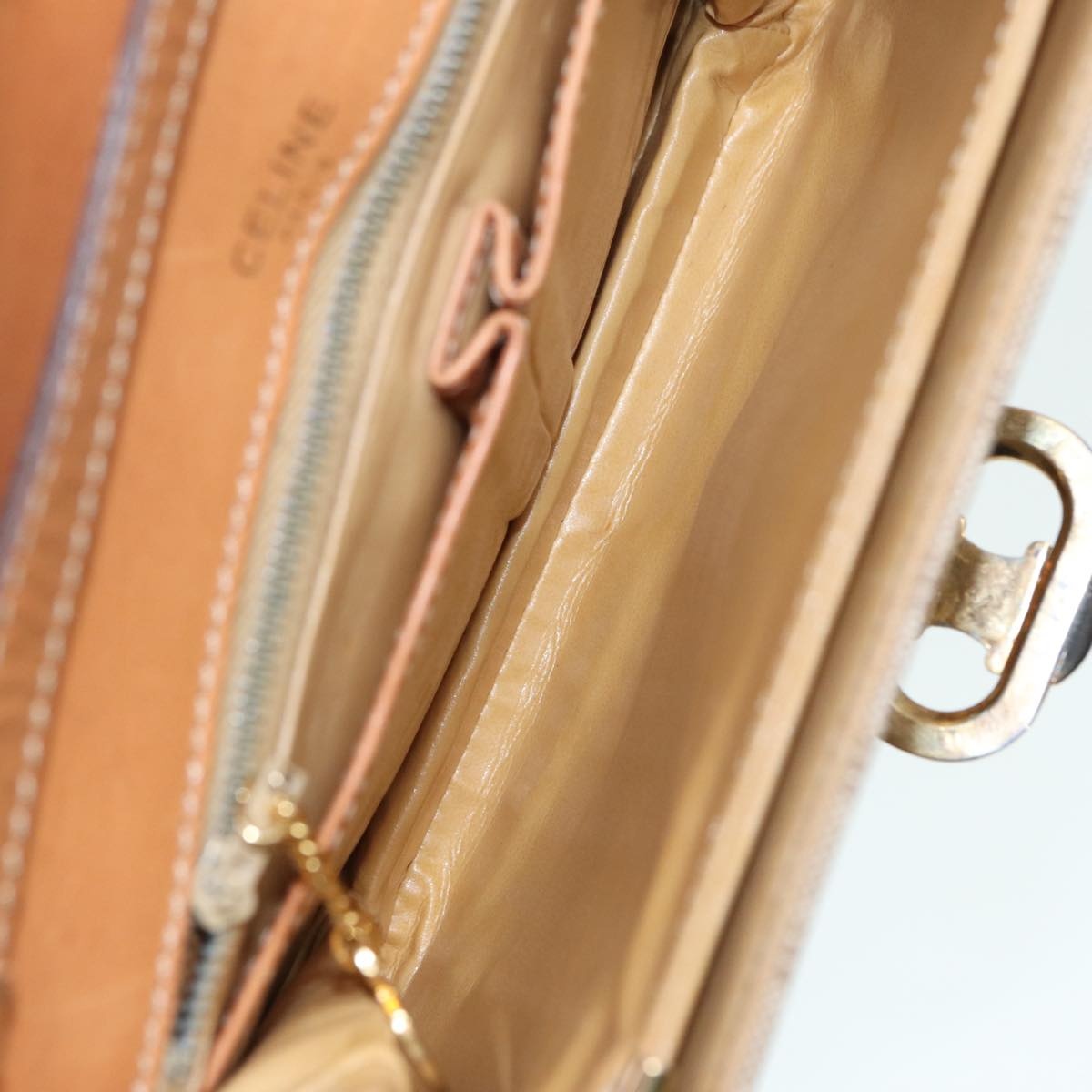 CELINE Macadam Canvas Shoulder Bag Beige Gold - 11