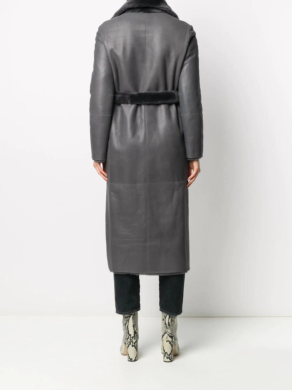 shearling belted coat - 4