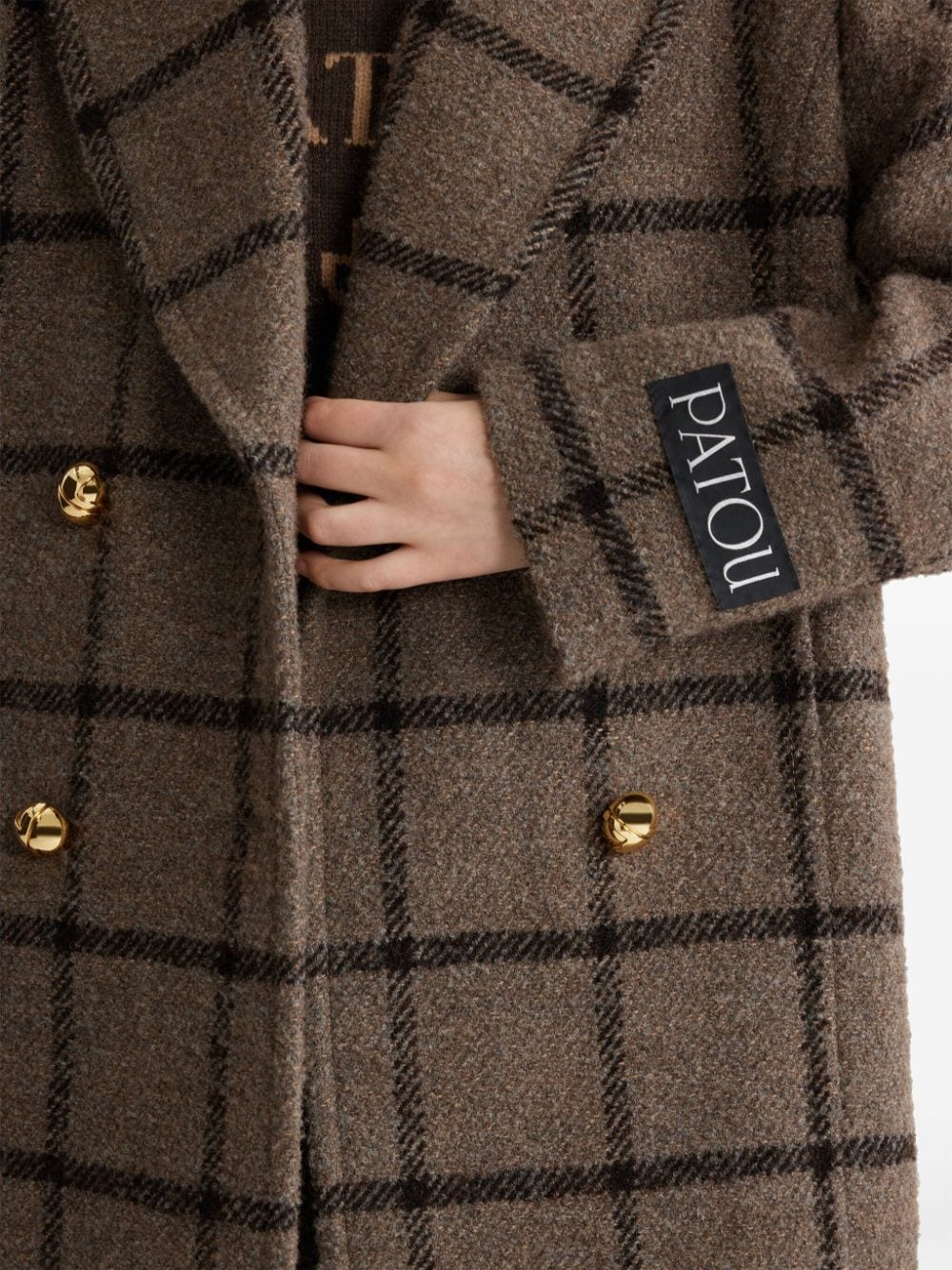 logo-patch recycled wool coat - 4