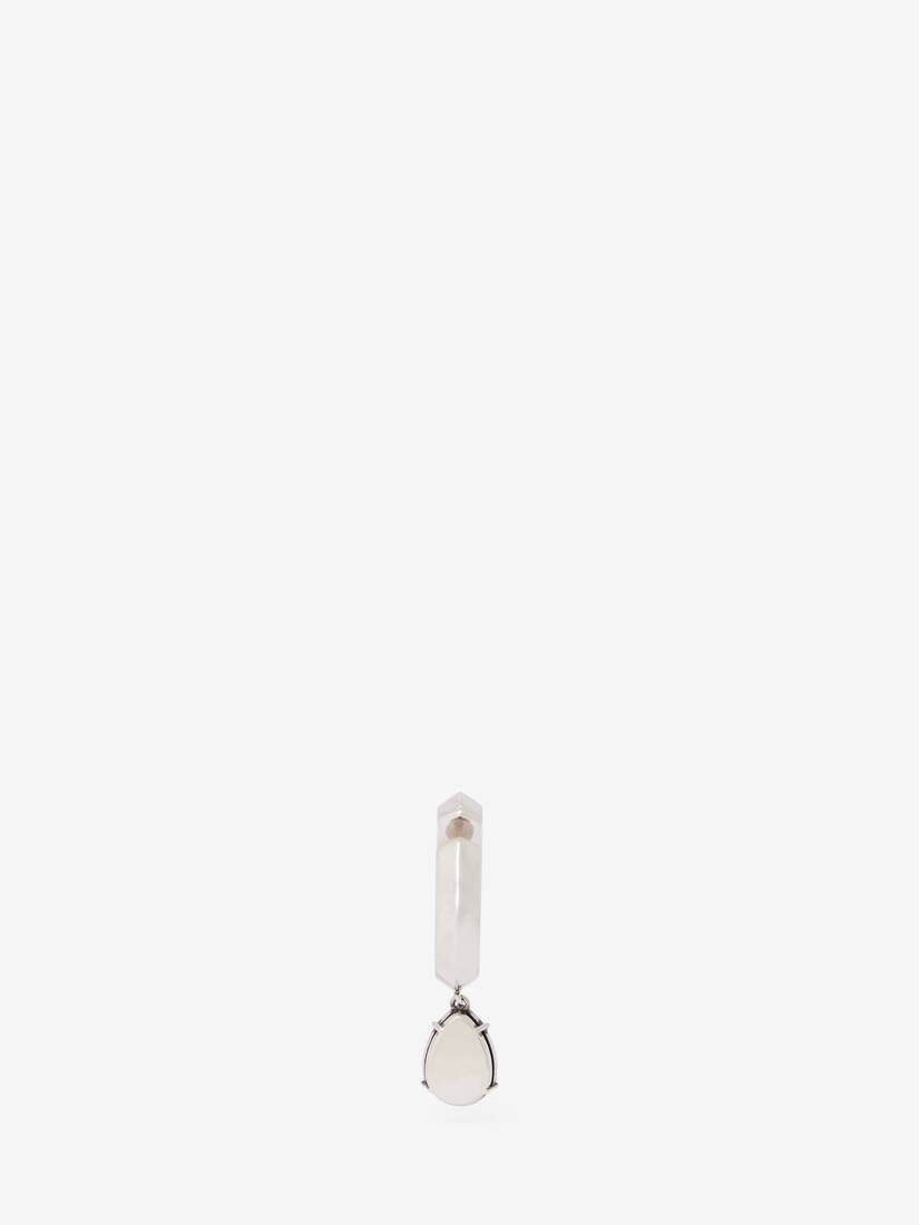Men's Crystal Drop Ear Cuff in Antique Silver - 3