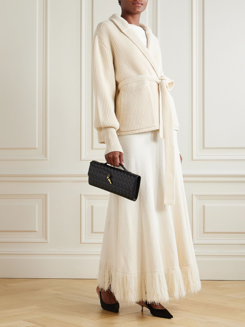 SA SU PHI Belted ribbed cashmere cardigan Ivory outlook
