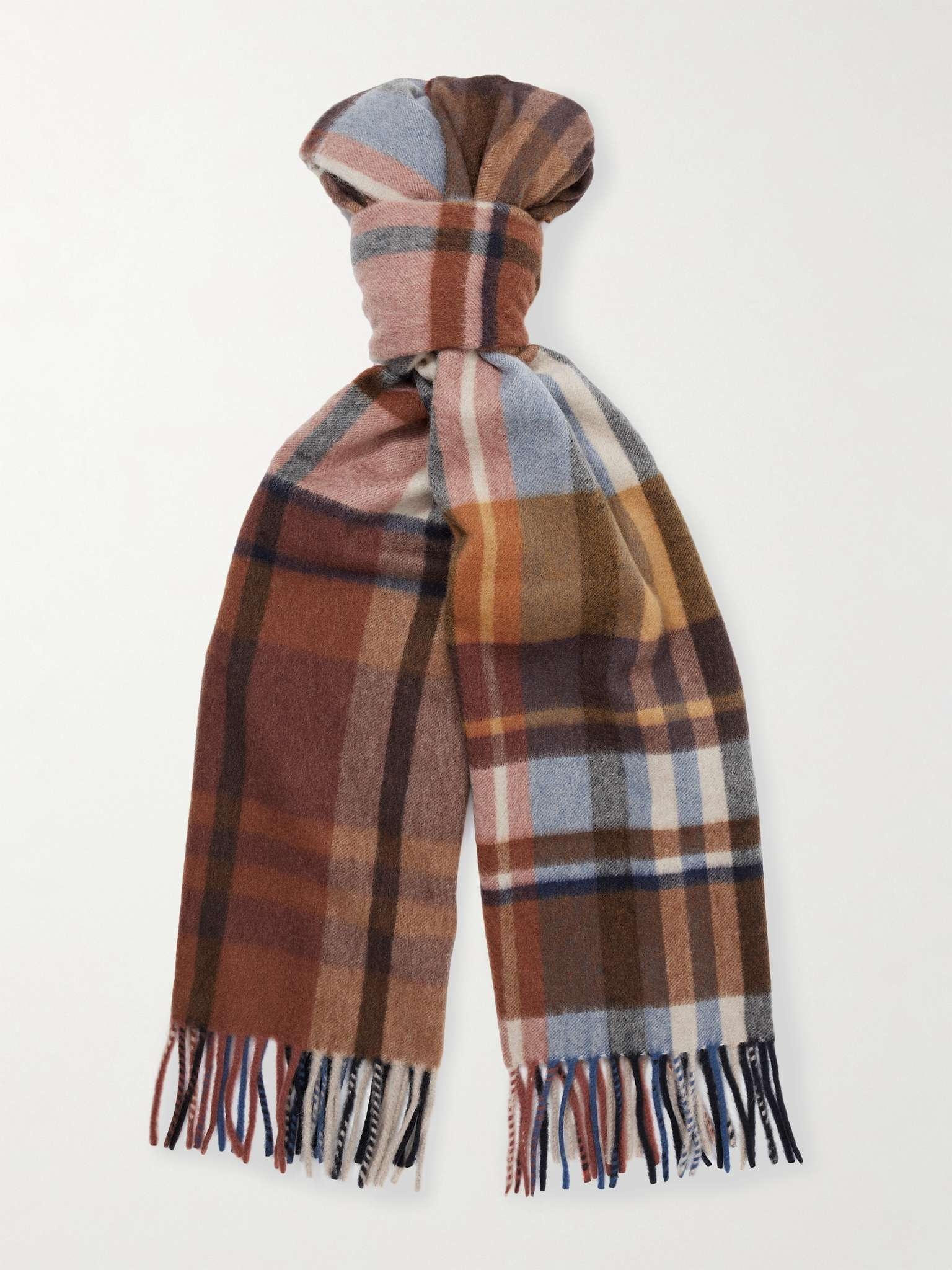 Fringed Checked Cashmere Scarf - 1