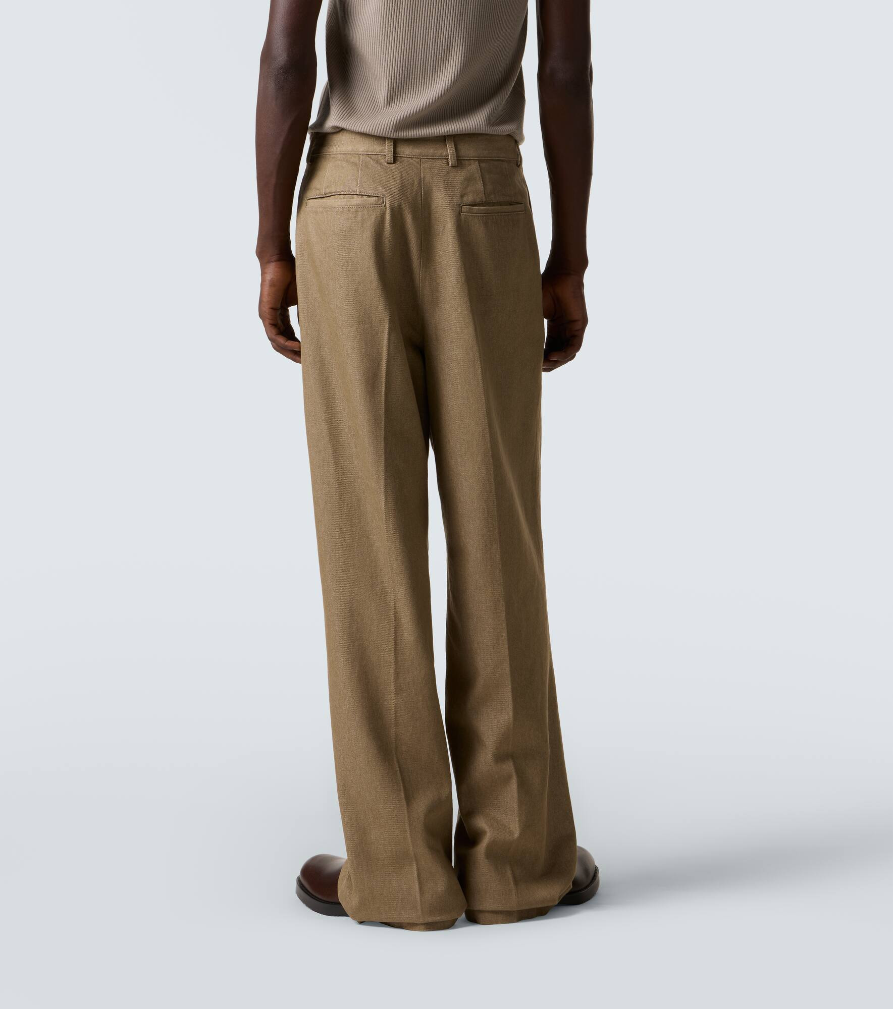 Pleated denim wide-leg pants - 4