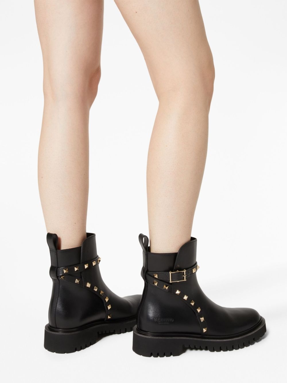 Rockstud-embellished leather ankle boots - 6