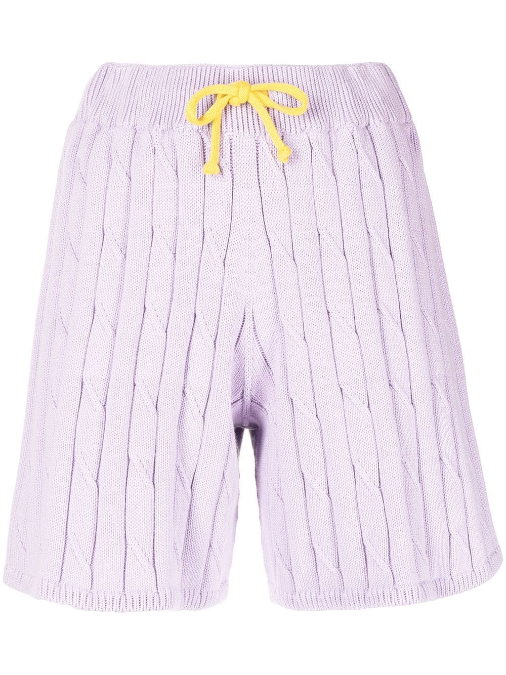 cable-knit drawstring shorts - 1