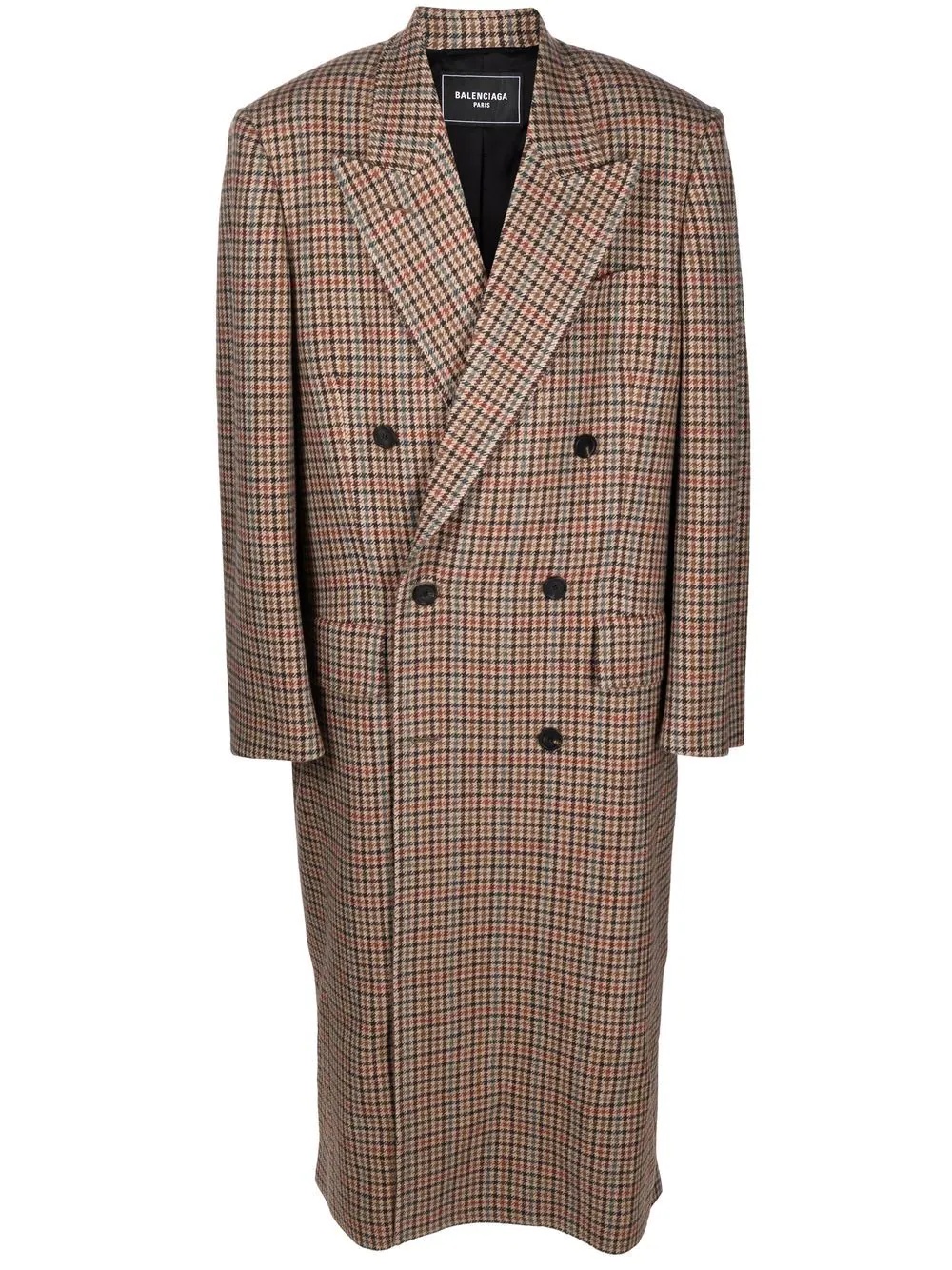 Boxy double-breasted houndstooth coat - 1