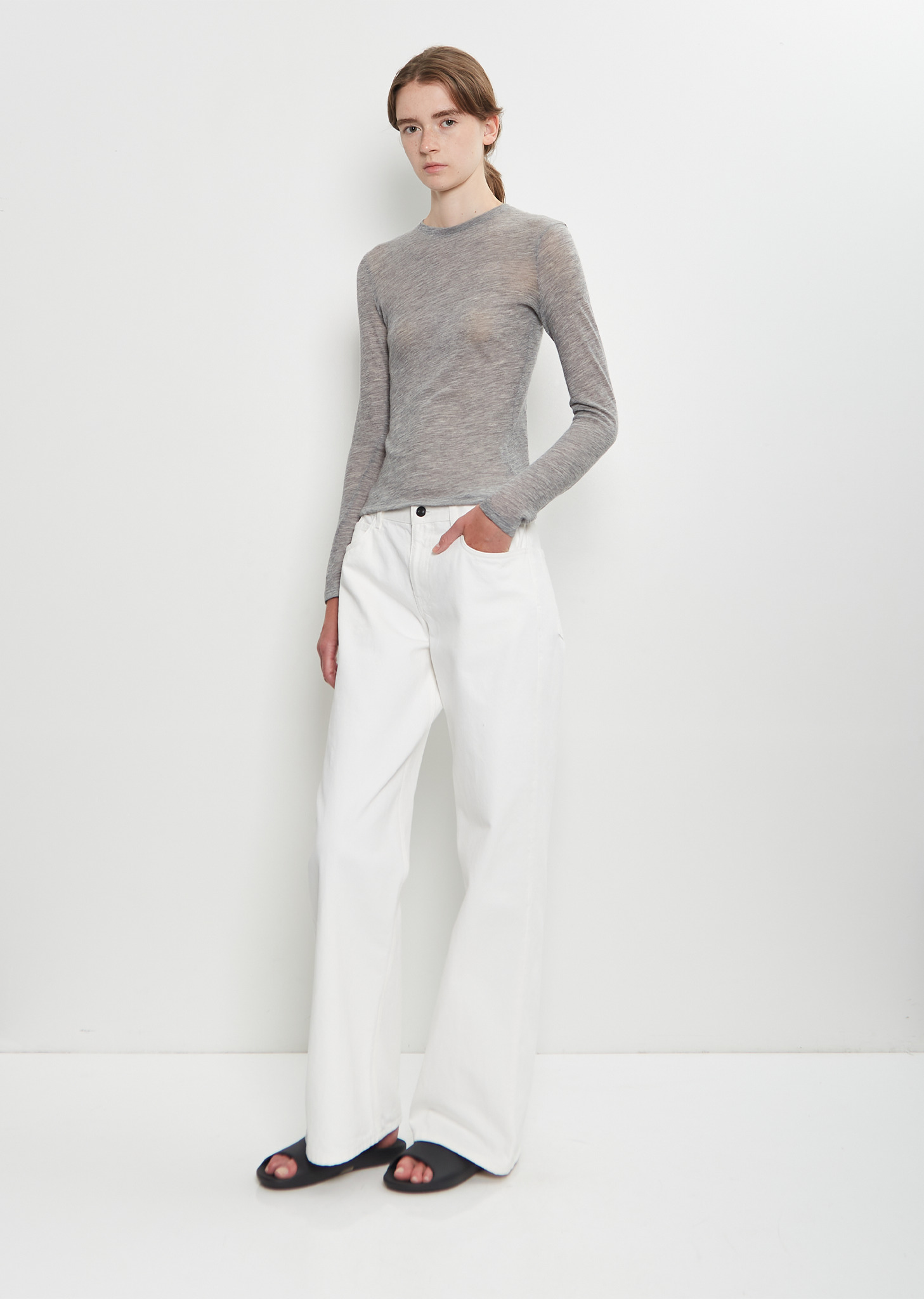 Iverness Cashmere Top — Grey Melange - 4