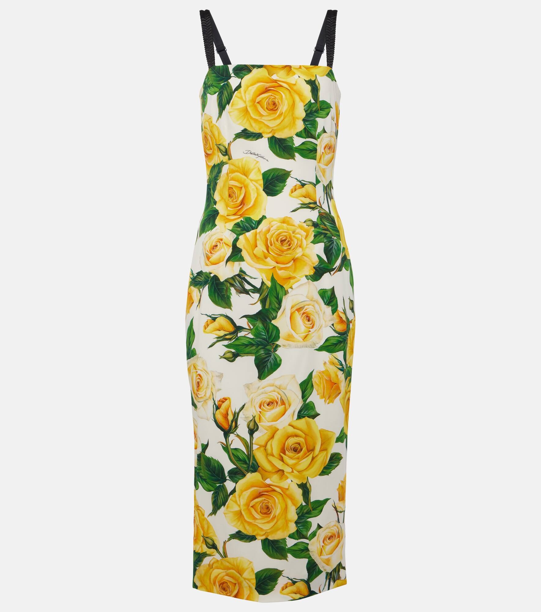 Dolce Gabbana Floral silk charmeuse midi dress mytheresa