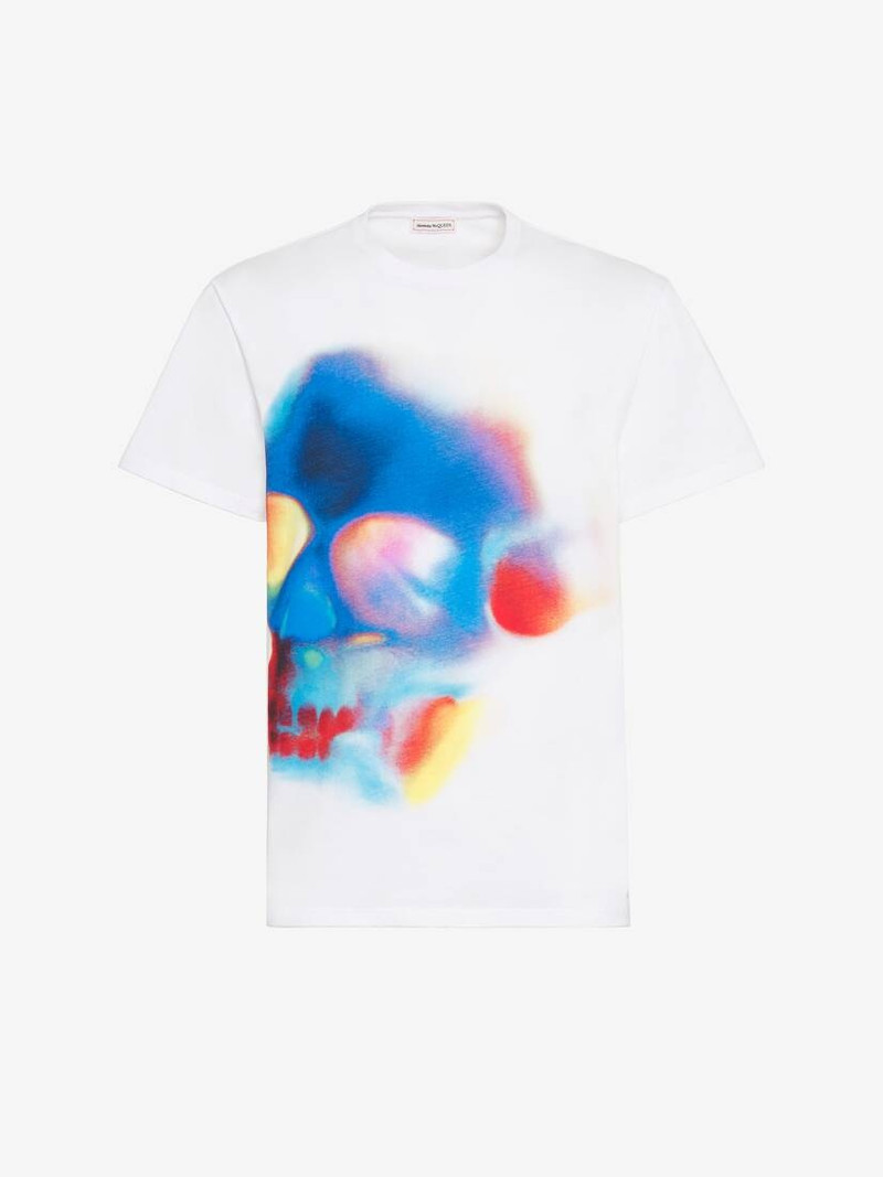 Men's Solarised Skull T-shirt in White Mix 1