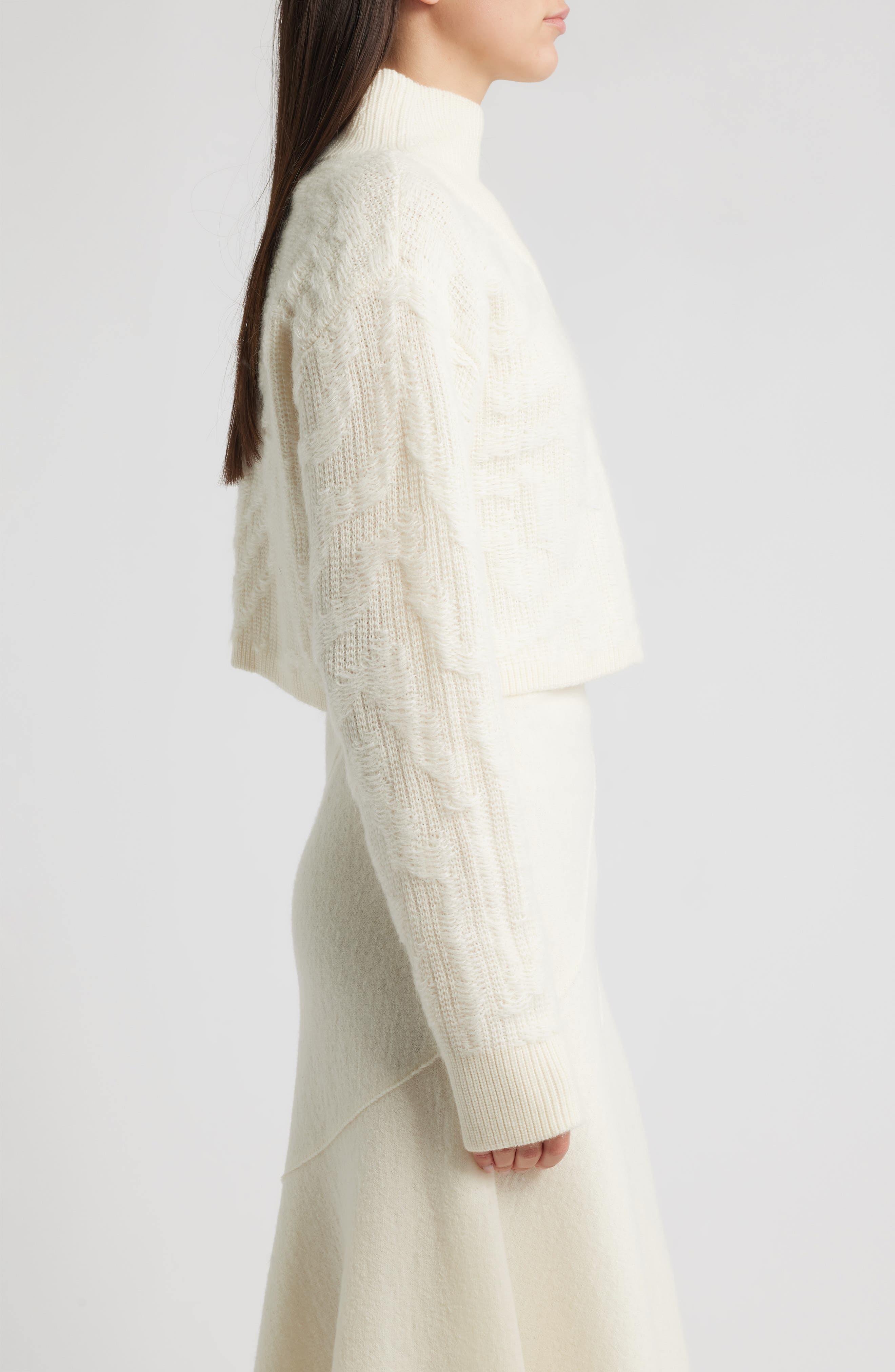 BOSS Fisura Virgin Wool & Mohair Blend Sweater in Soft Cream at Nordstrom - 3