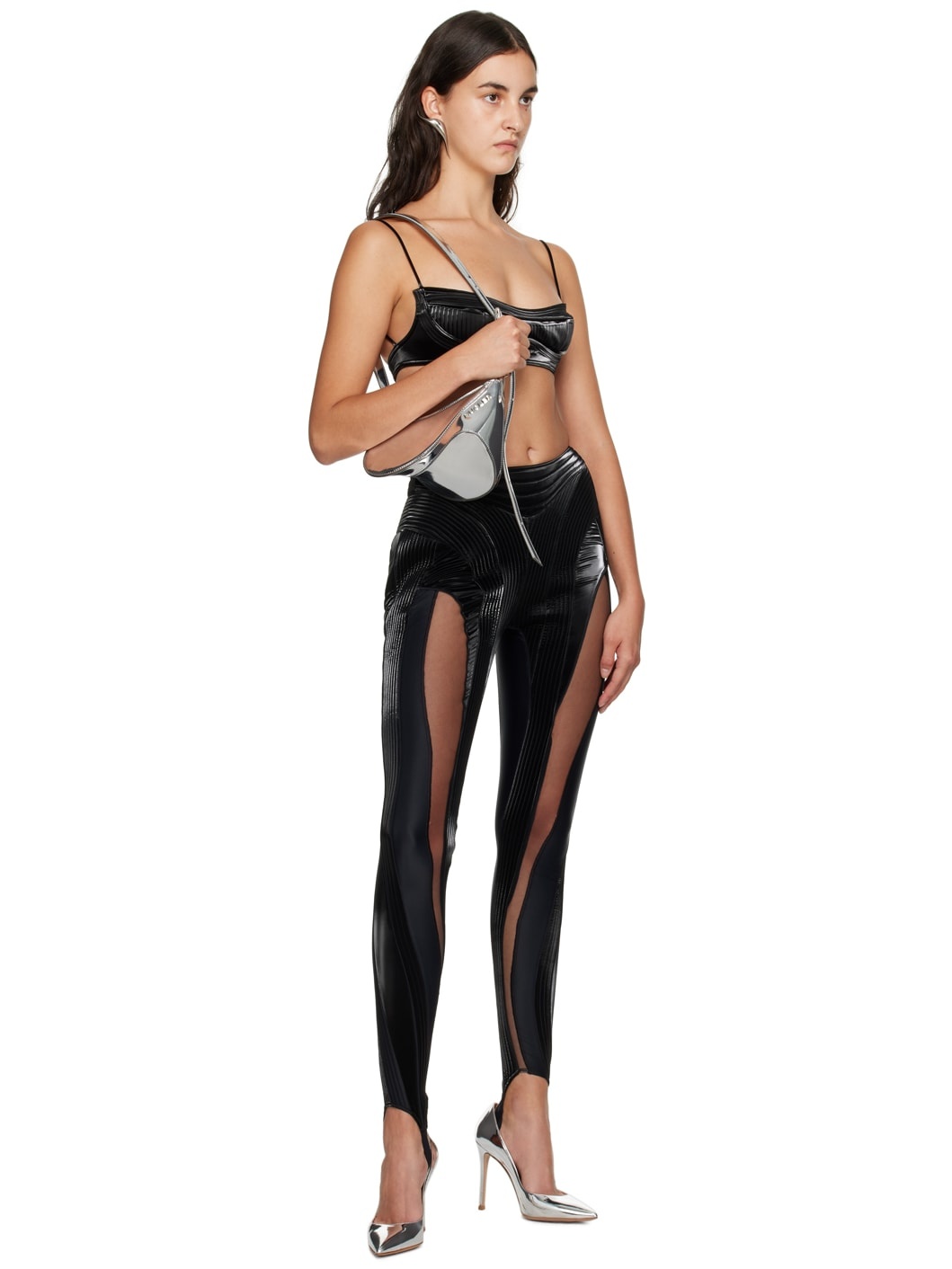 Black Quilted Faux-Leather Leggings - 4