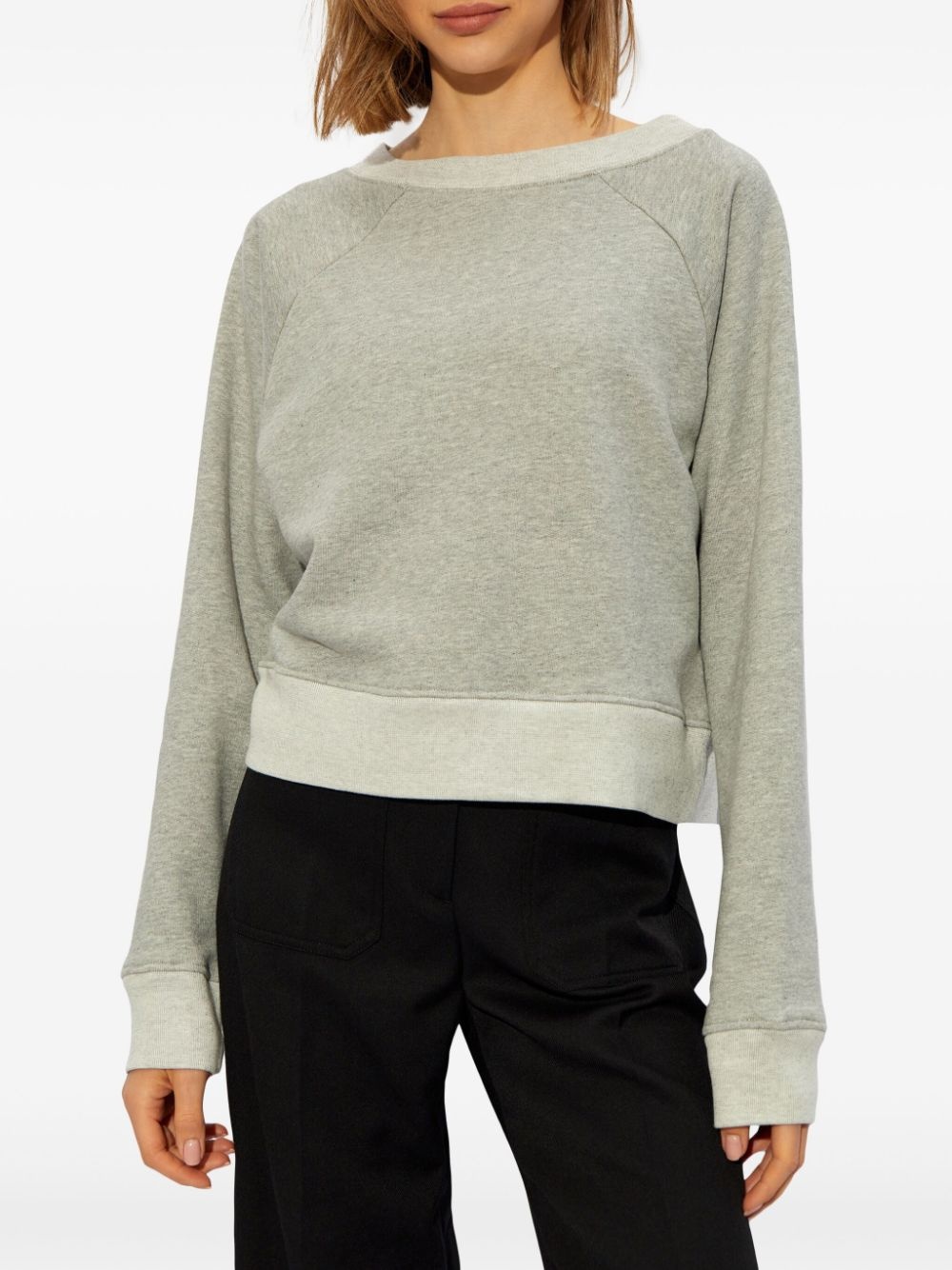 logo-embroidered boat-neck sweatshirt - 3