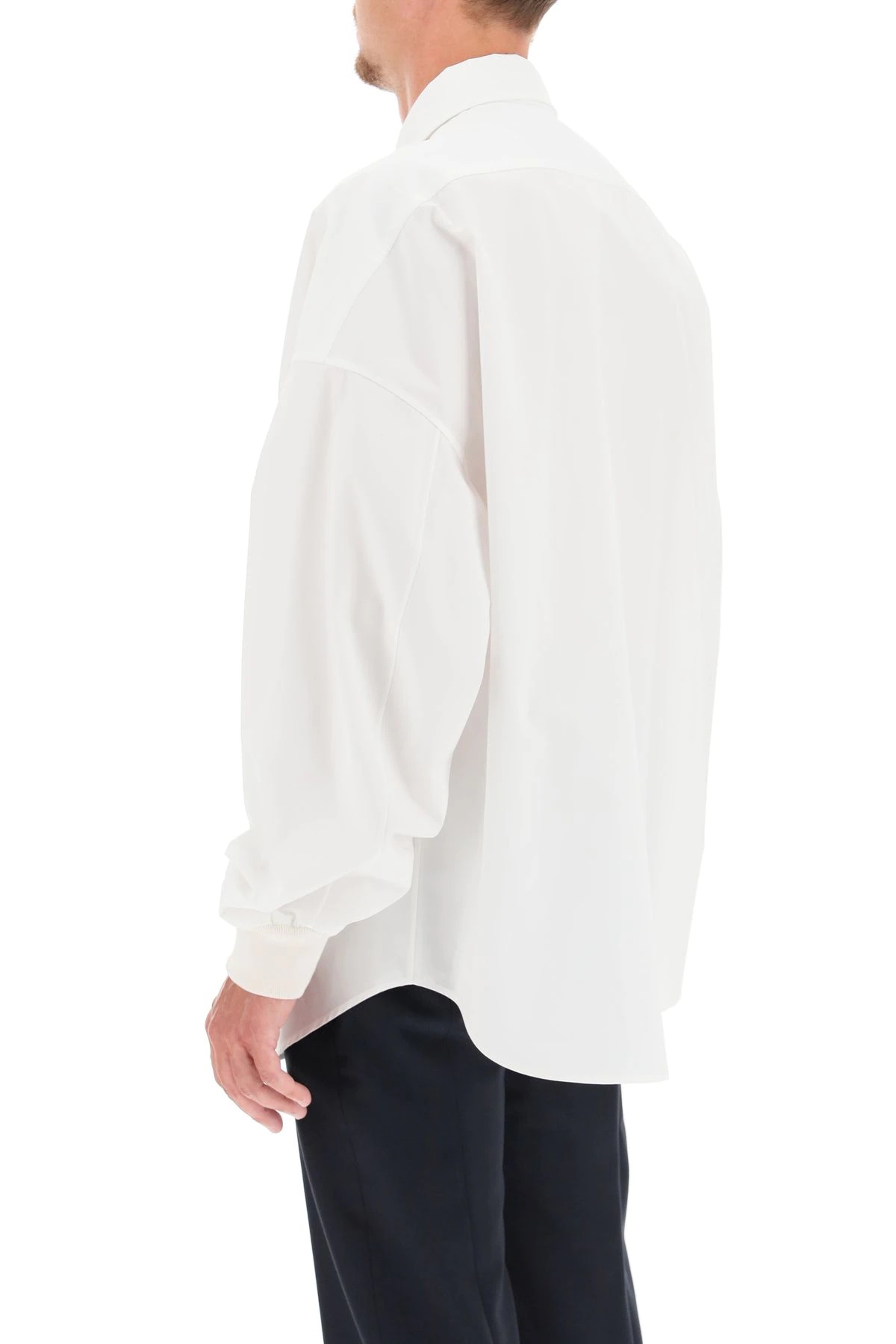 OVERSIZED POPLIN SHIRT WITH ELASTICIZED CUFFS - 4