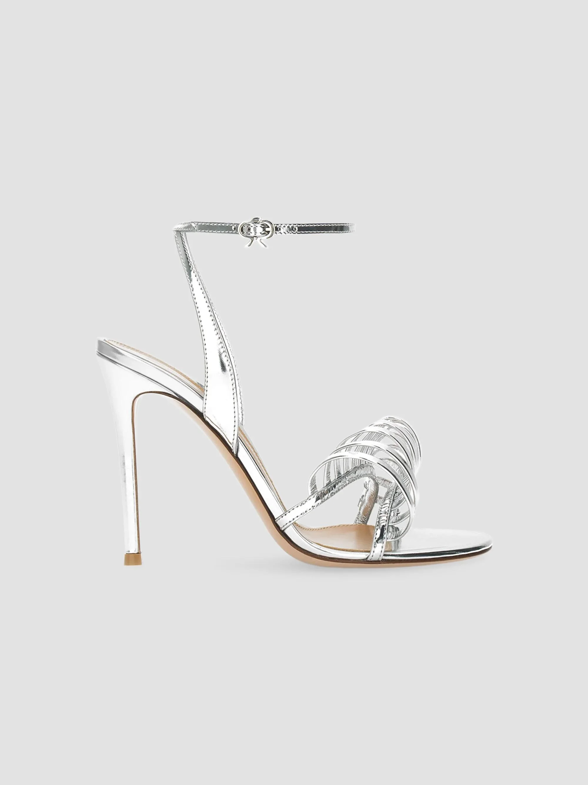 Women's 105MM Sculptural Leather Sandals - Silver - 1