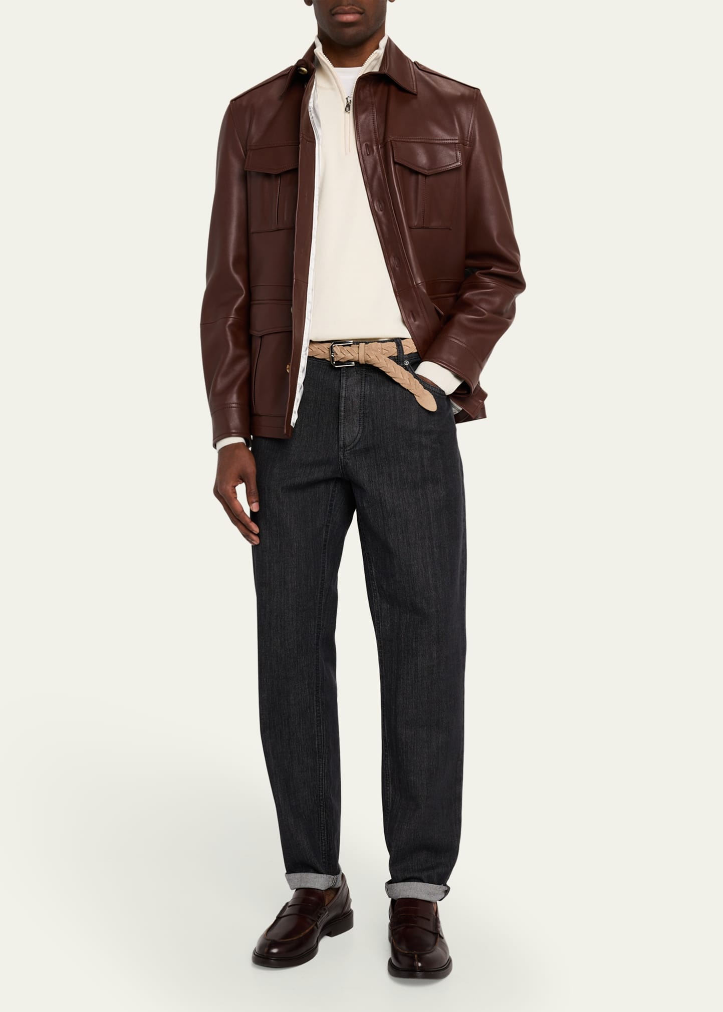 Men's Leather Safari Jacket - 2