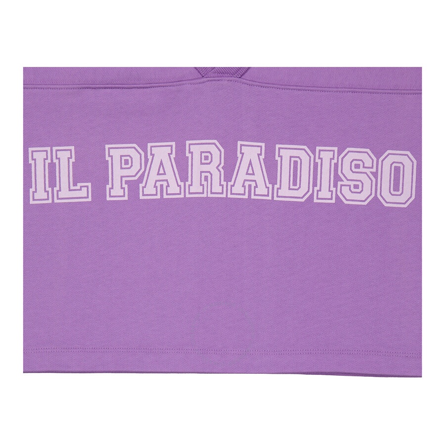 System Ladies Violet Lettering Short-Sleeve V-Neck Cropped Top - 7