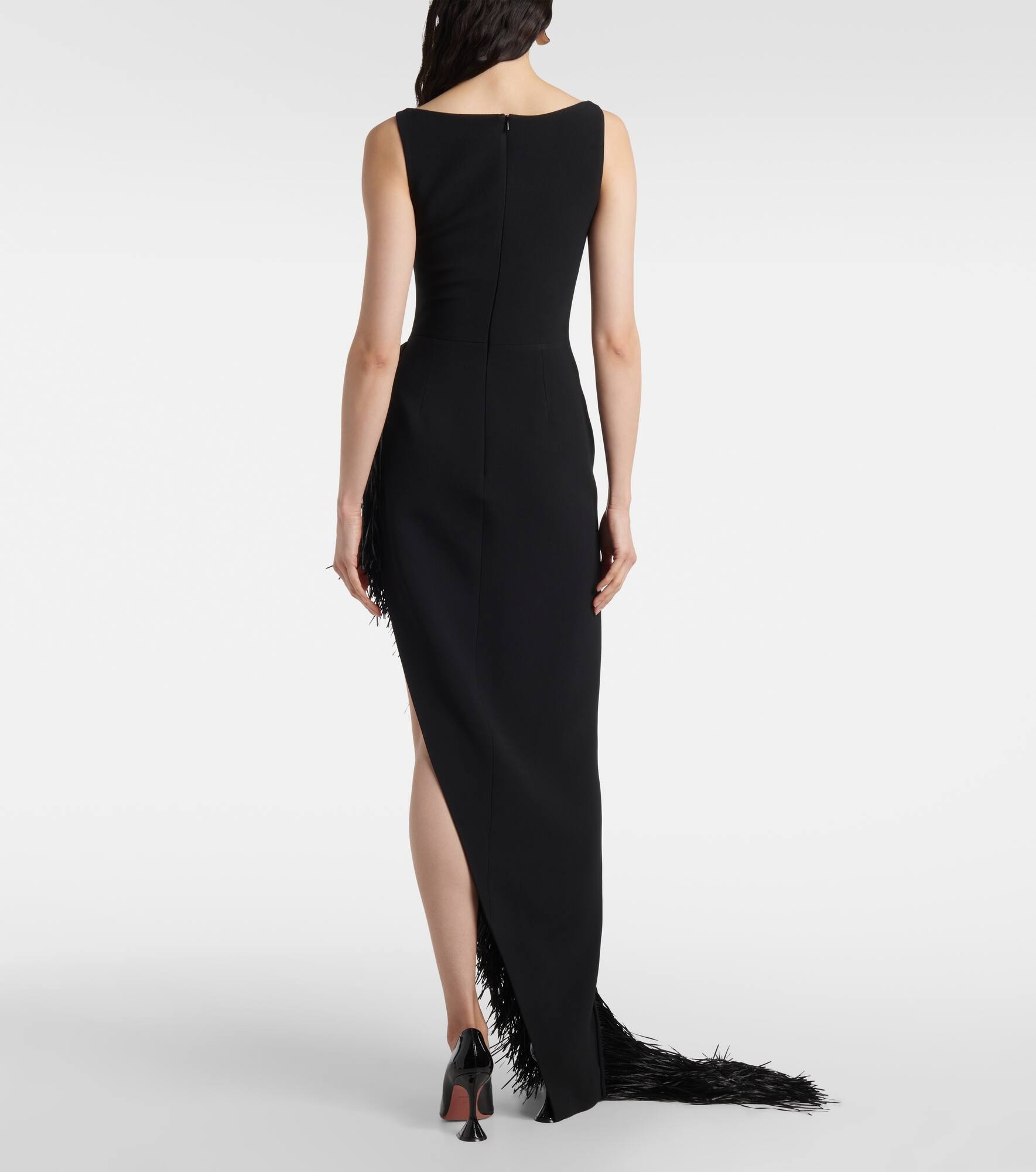 Fringed asymmetric cady gown - 3
