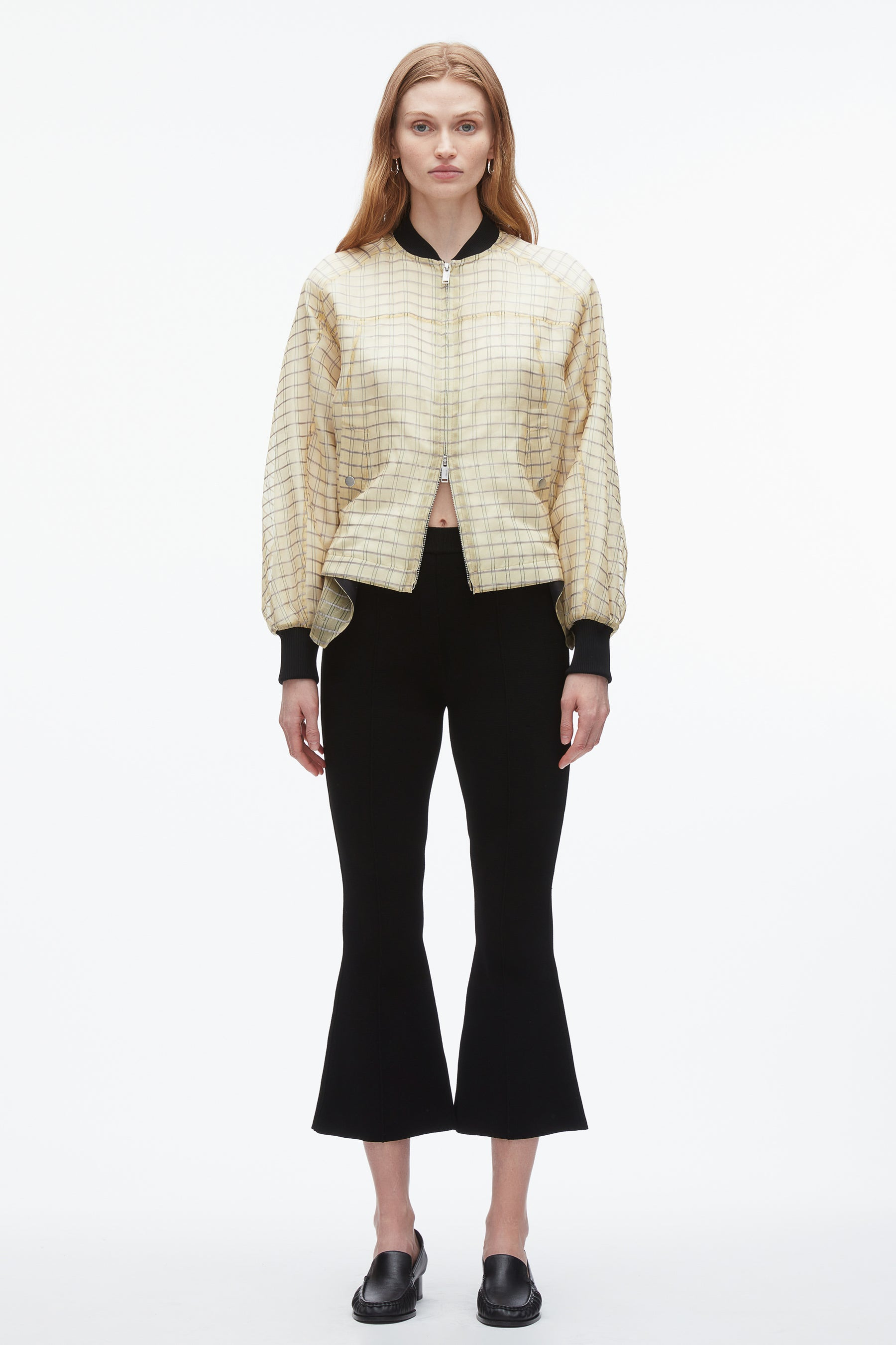 Plaid Organza Bomber Jacket - 2