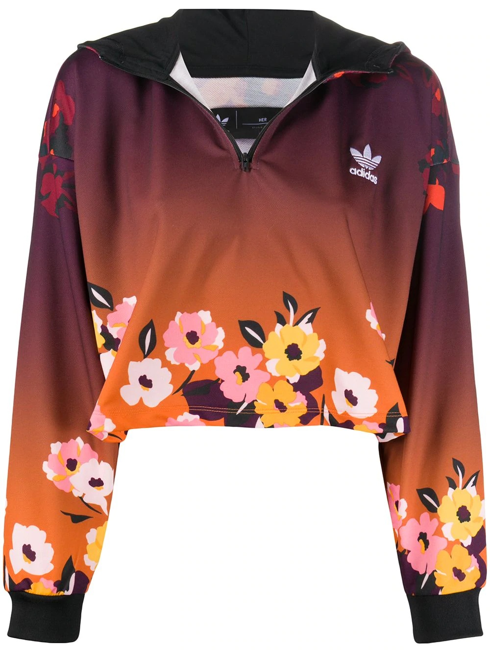 floral-print hooded sweatshirt - 1