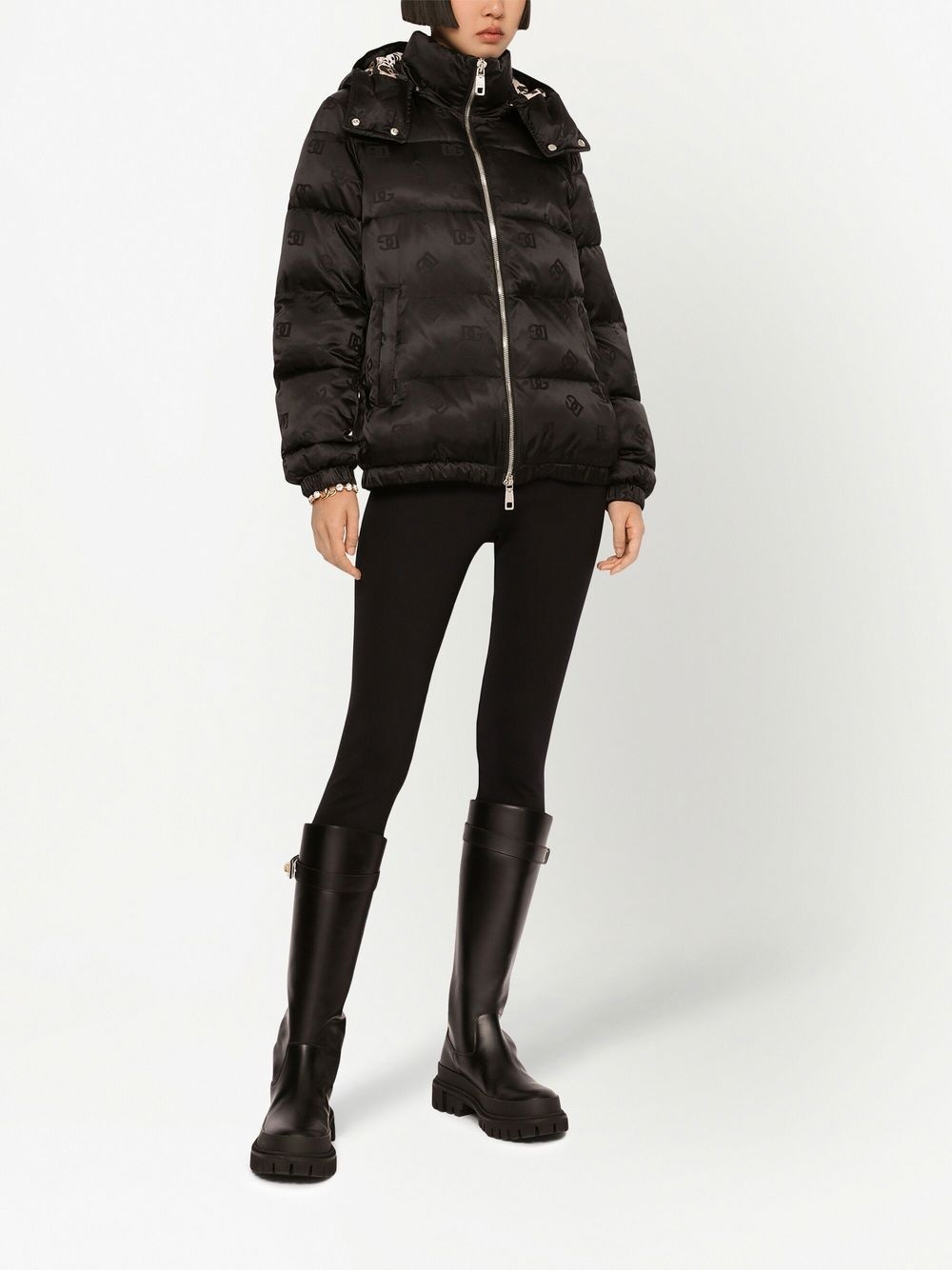 logo-print hooded puffer jacket - 2