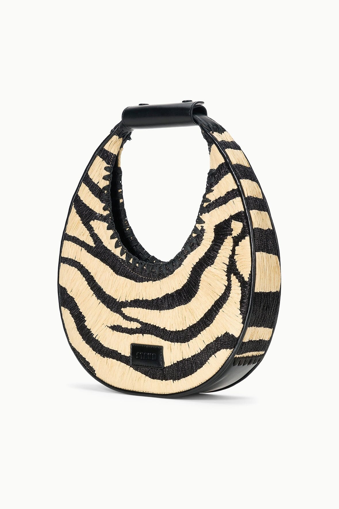 STAUD MOON TOTE BAG ZEBRA RAFFIA - 3