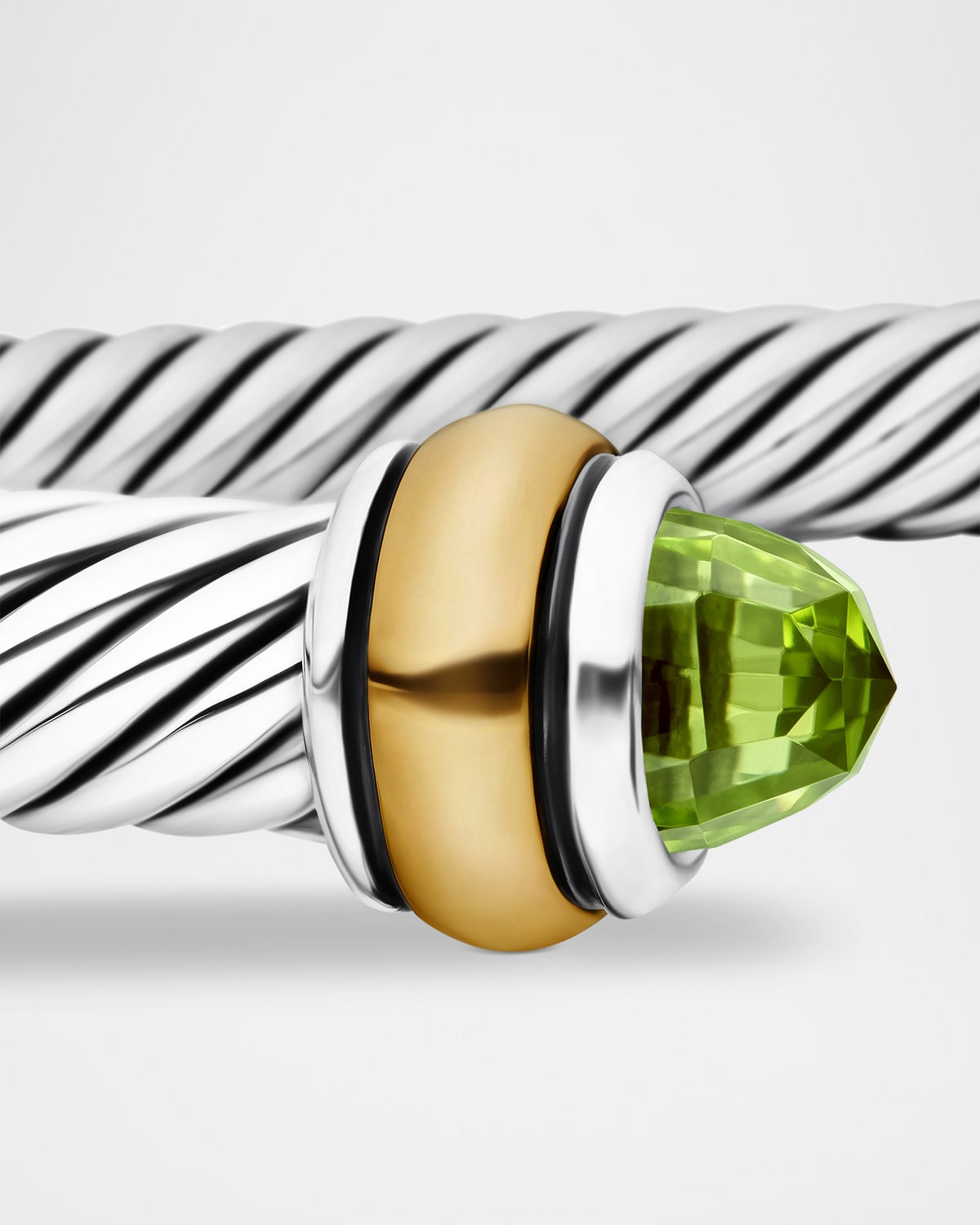 Cable Bracelet with Gemstone in Silver with 18K Gold, 4mm - 5